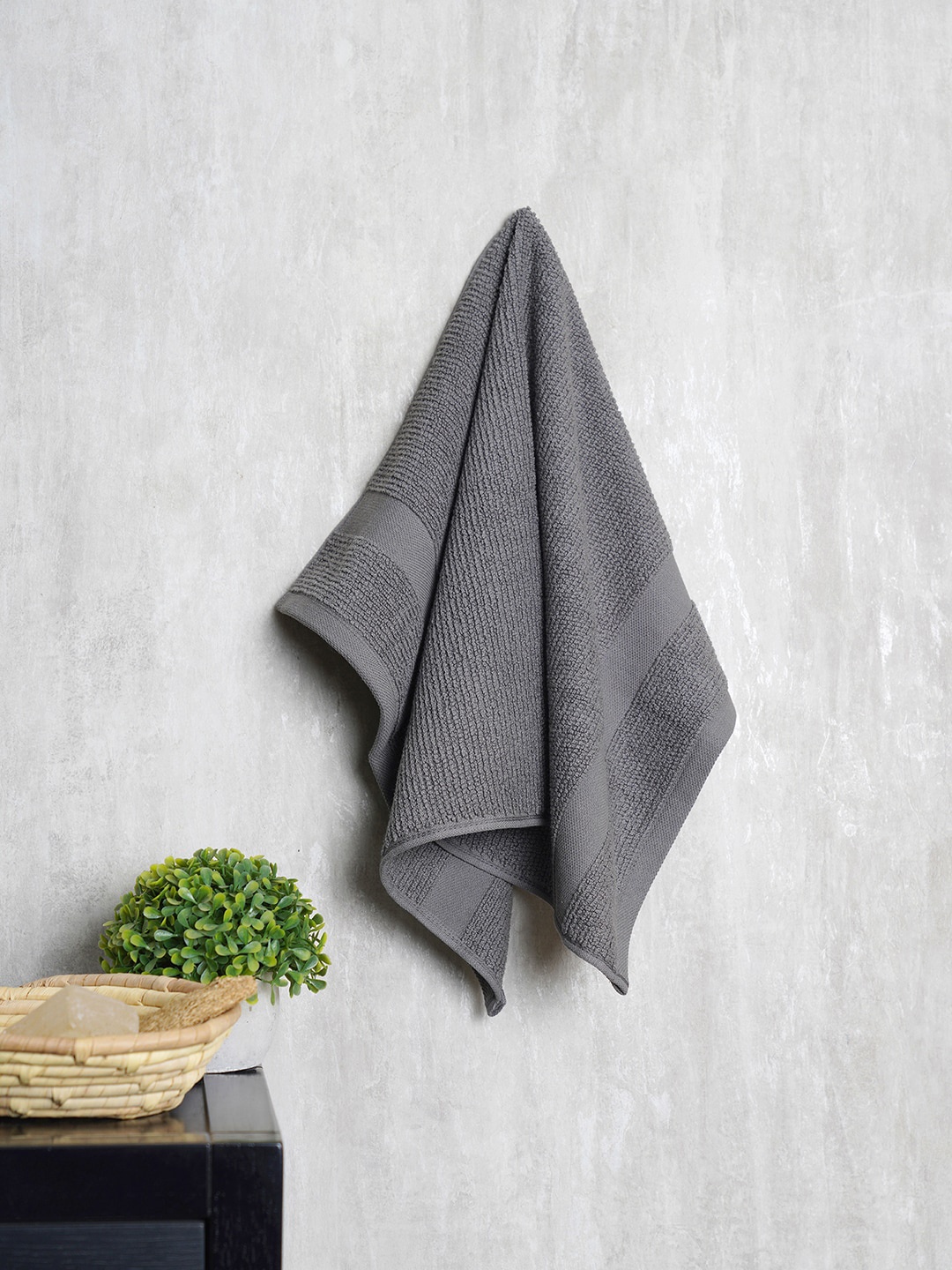 

Pure Home and Living Women Grey Solid 600GSM Cotton Hand Towel