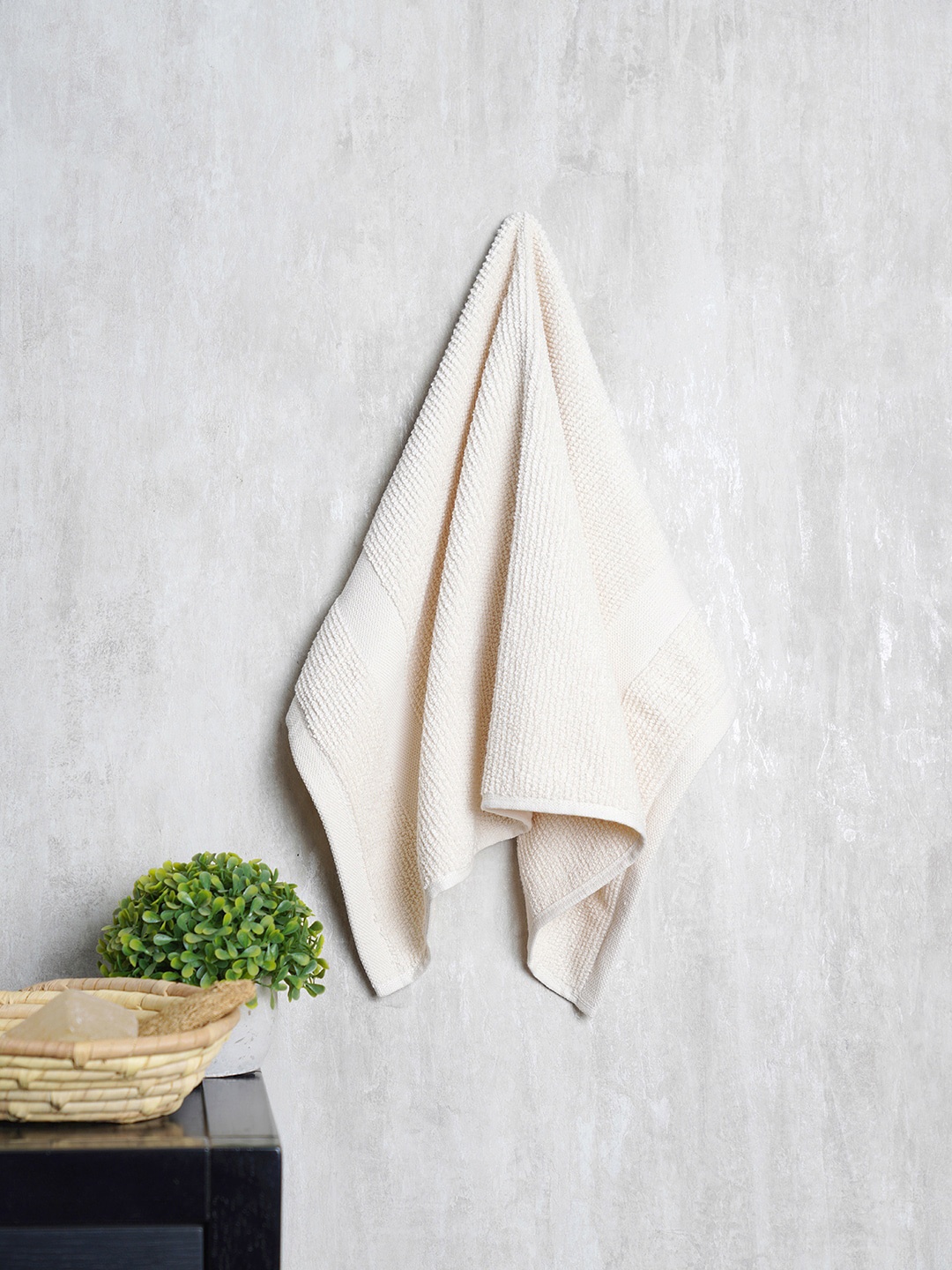 

Pure Home and Living Set Of 4 Beige Solid 550 GSM Cotton Towel Set