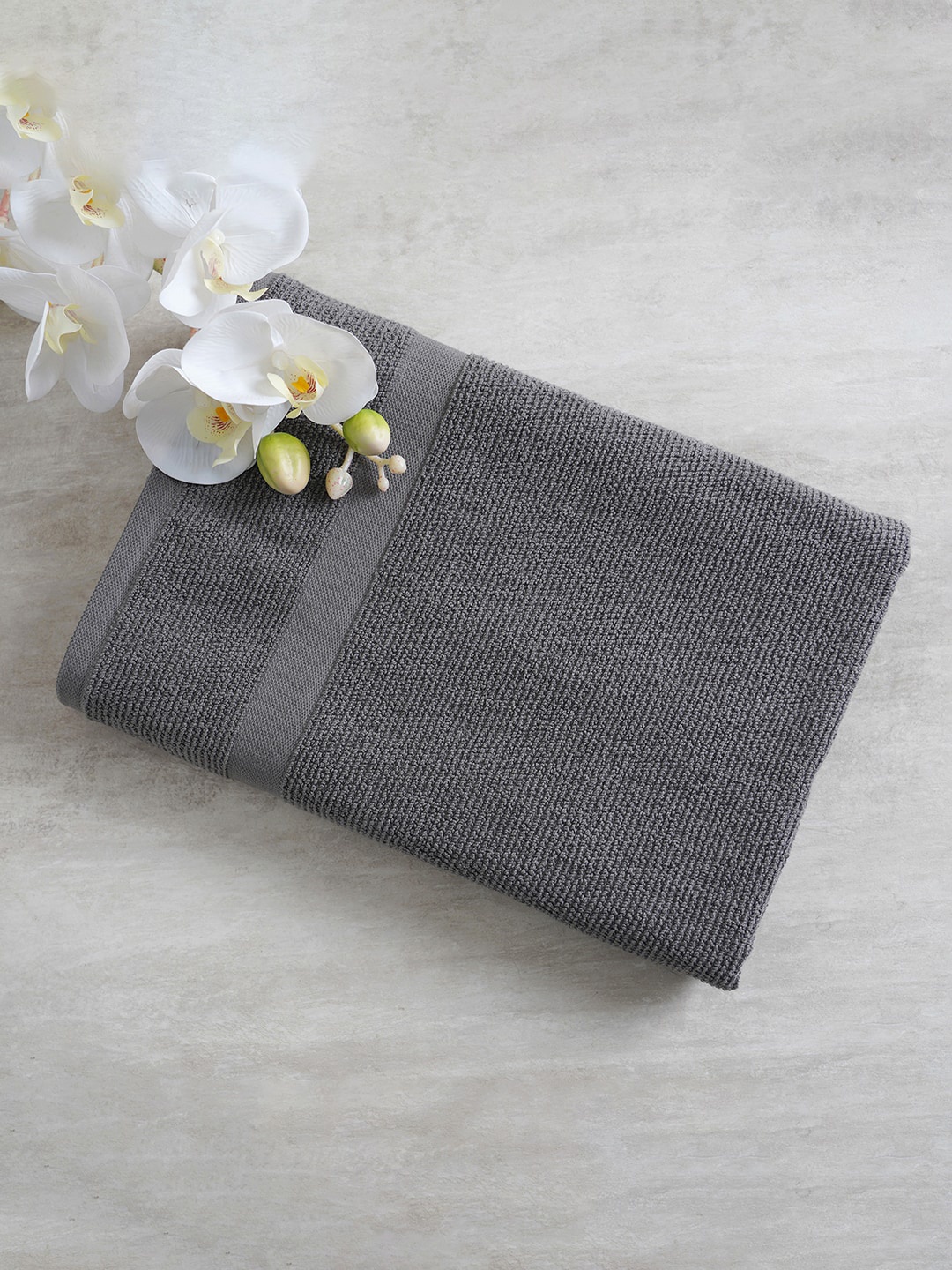 

Pure Home and Living Unisex Solid Pure Combed Cotton 600 GSM Bath Towel, Grey