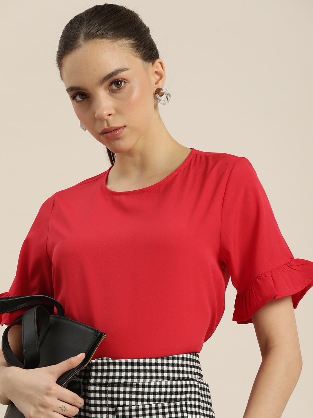 

encore by INVICTUS Women Red Solid Top