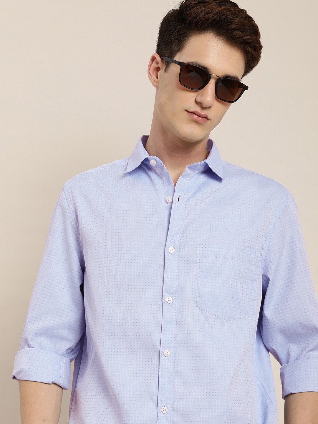 

encore by INVICTUS Men Self Design Casual Shirt, Blue