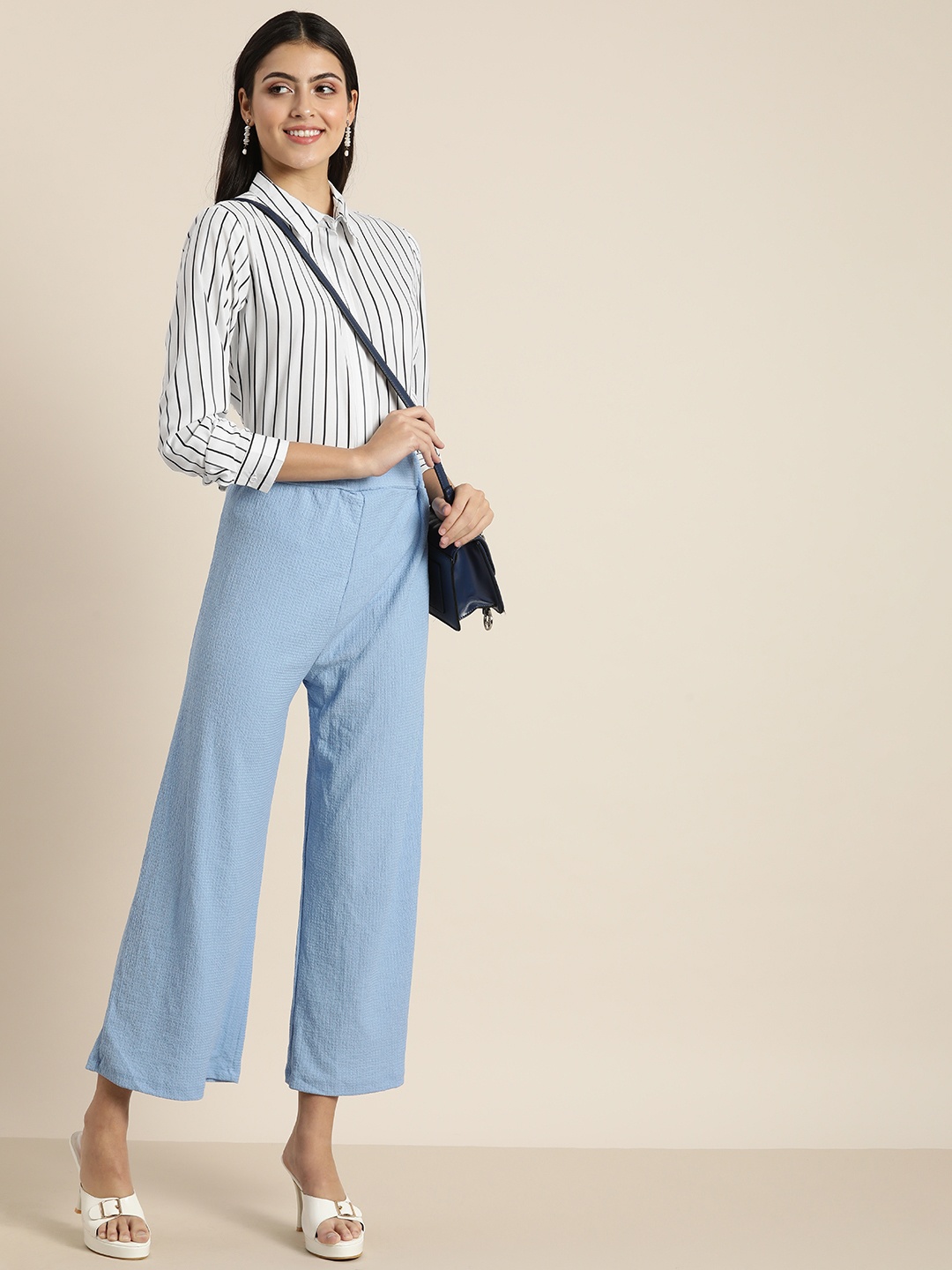 

encore by INVICTUS Women Striped Casual Shirt, White