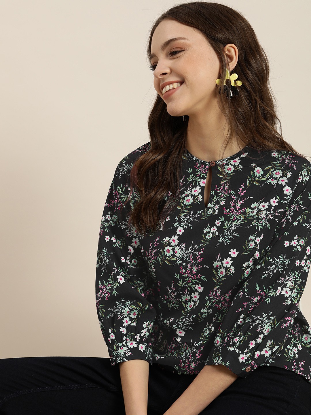 

encore by INVICTUS Multicoloured Floral Print Top, Multi