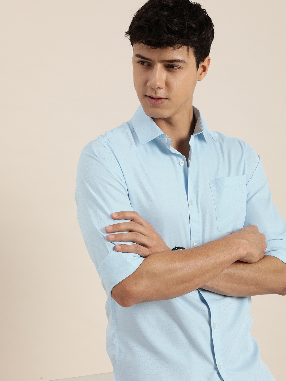

encore by INVICTUS Men Self Design Casual Shirt, Blue