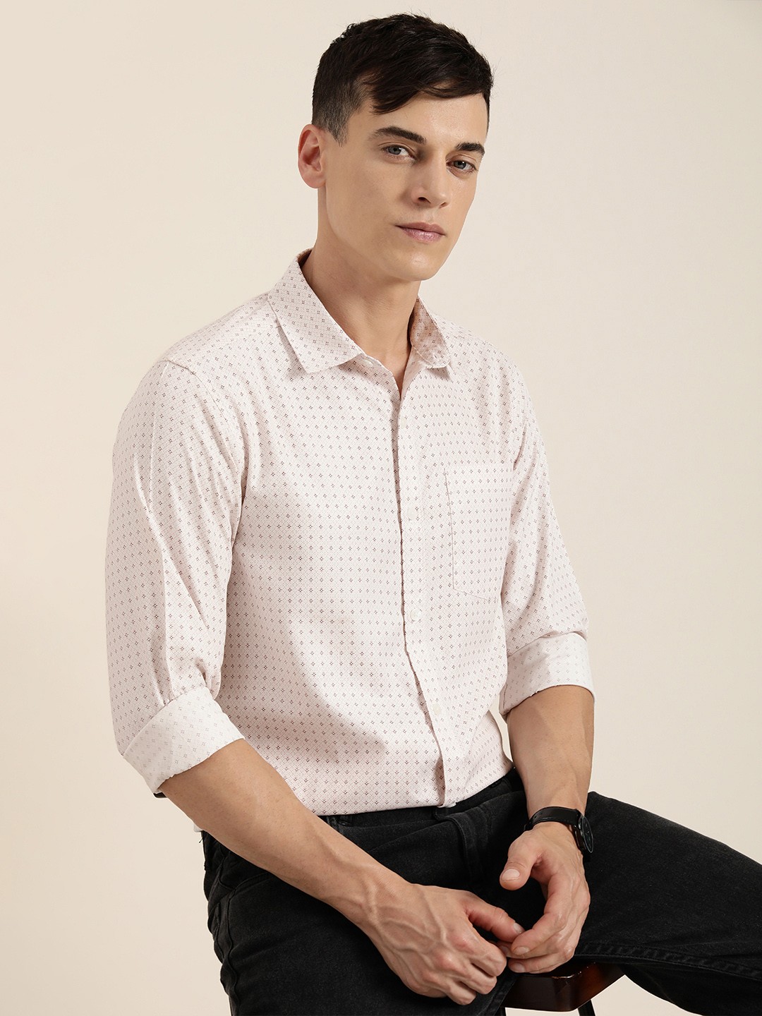 

encore by INVICTUS Men White & Pink Micro Ditsy Printed Casual Shirt