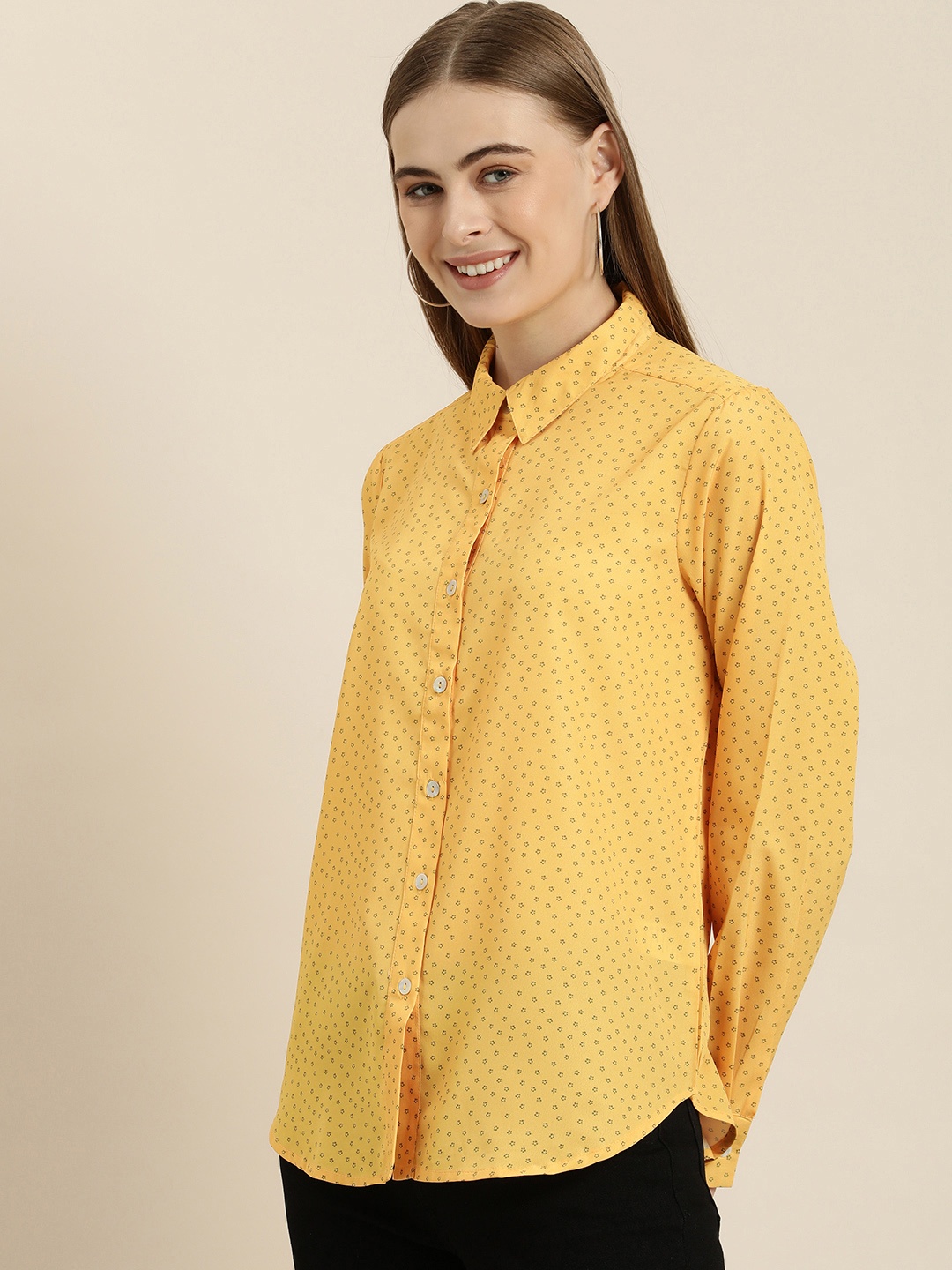 

encore by INVICTUS Women Floral Opaque Printed Casual Shirt, Yellow