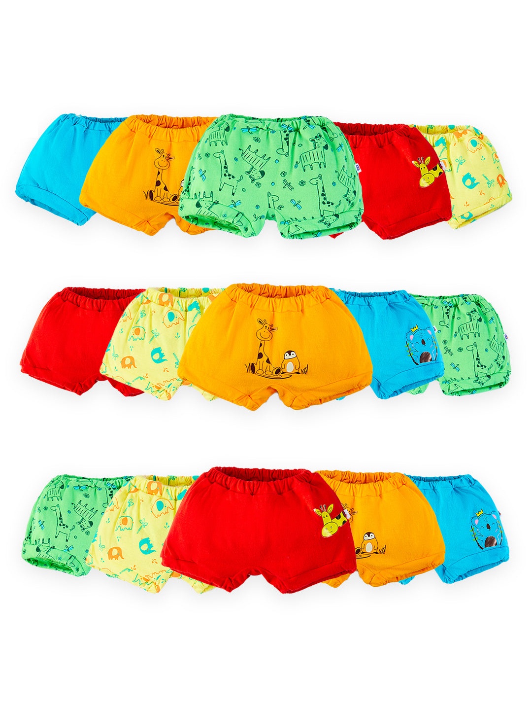

SuperBottoms Infants Kids Pack of 15 Assorted Pure Cotton Sustainable Basic Briefs