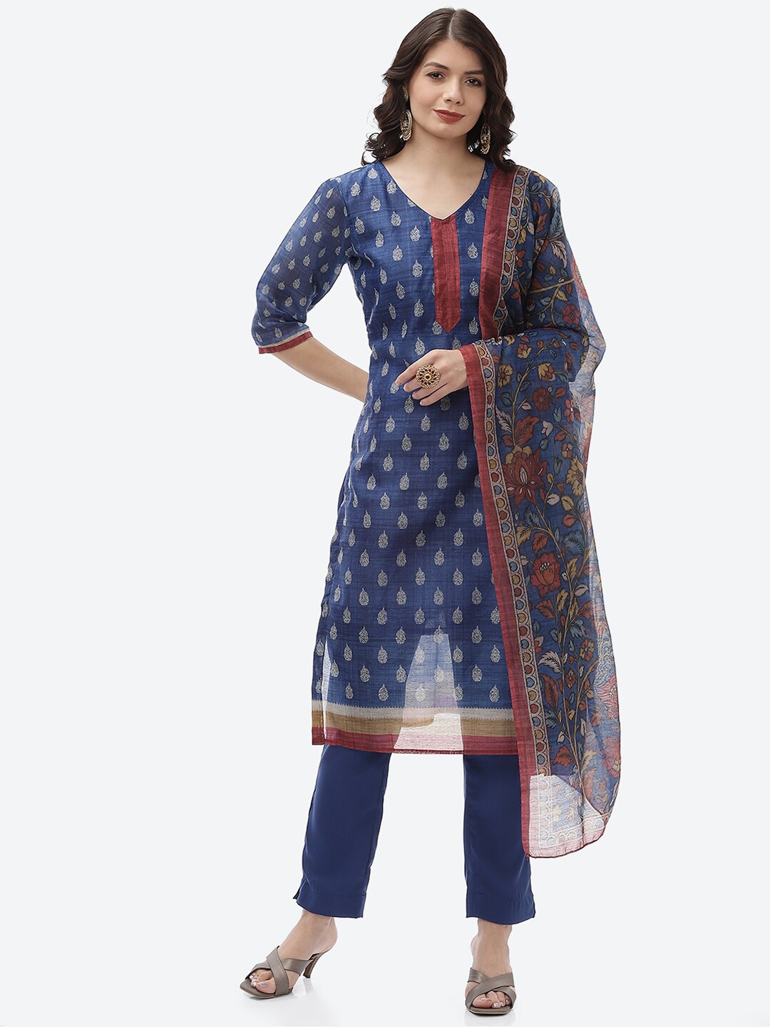 

Biba Blue & White Printed Unstitched Dress Material