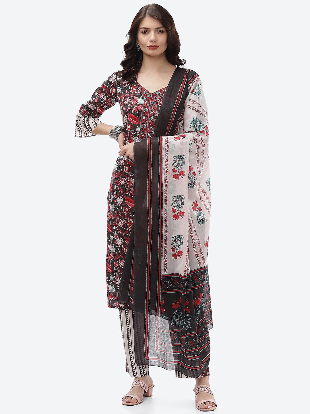

Biba Black & Red Printed Unstitched Dress Material