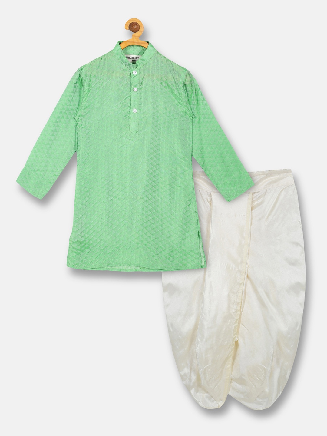 

Sethukrishna Boys Green Ethnic Motifs Kurta with Pyjamas