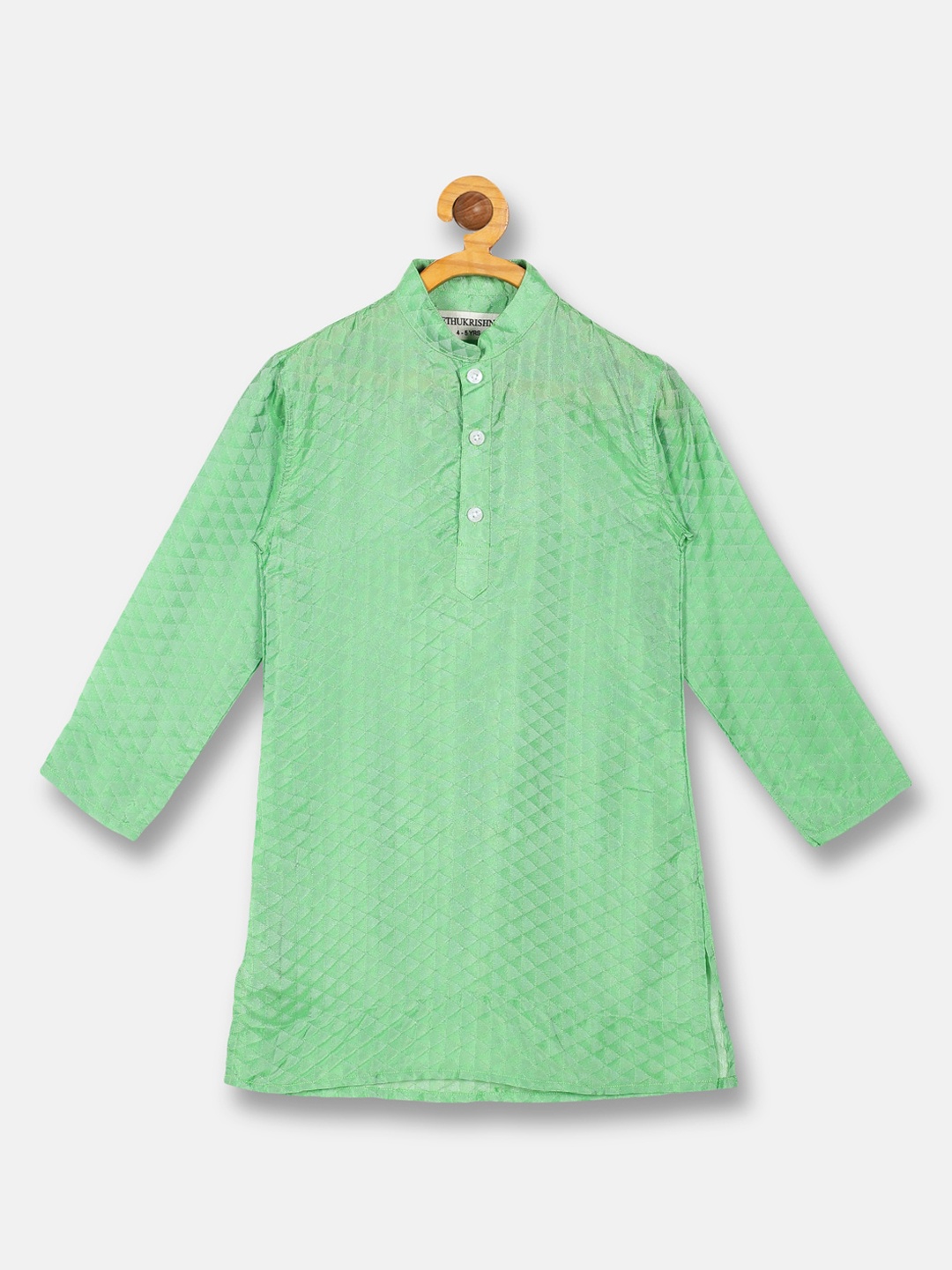 

Sethukrishna Boys Green Geometric Thread Work Jacquard Kurta