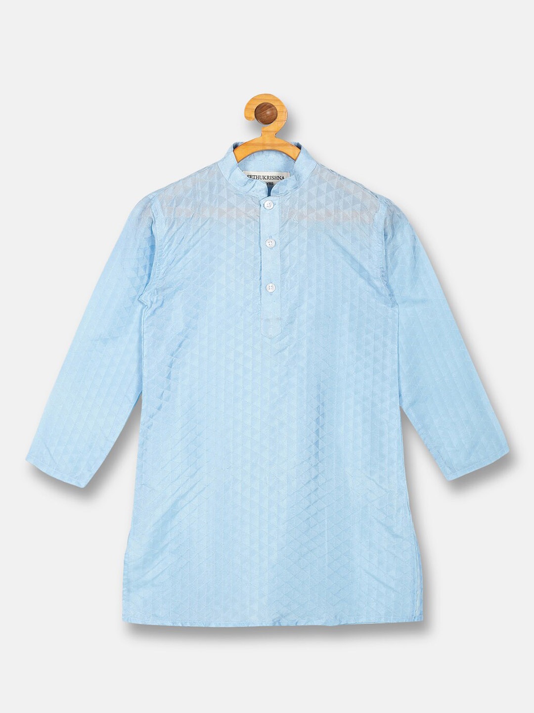 

Sethukrishna Boys Blue Jacquard Art Silk Kurta