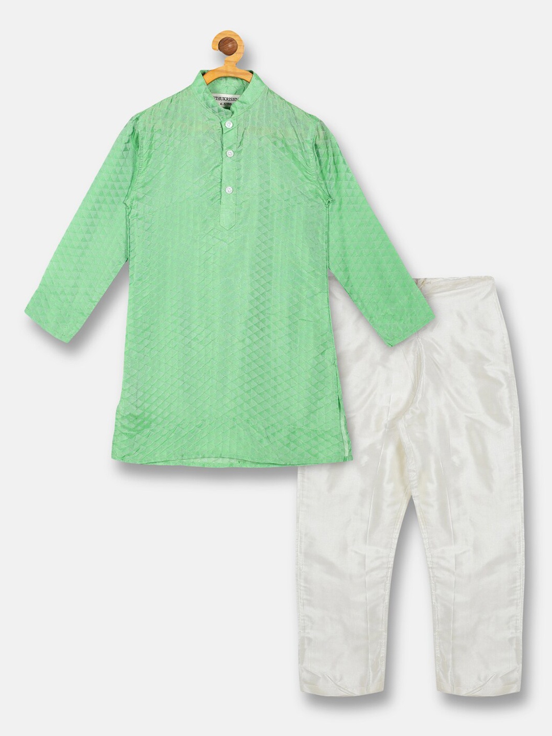 

Sethukrishna Boys Green Printed Kurta with Pyjamas