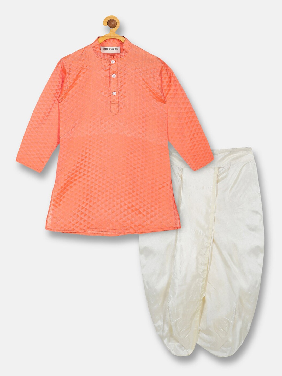 

Sethukrishna Boys Orange Kurta with Dhoti Pants