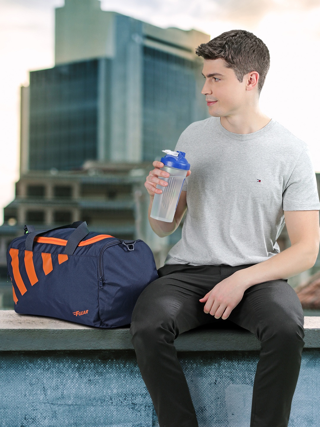 

F Gear Drill Navy Blue and Orange Gym Bag