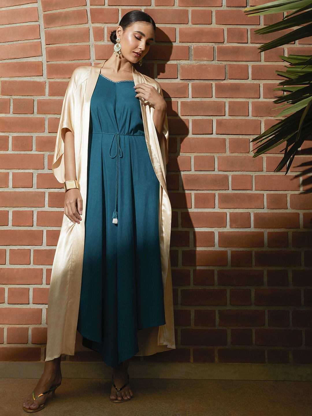 

Global Desi Teal blue Basic Jumpsuit