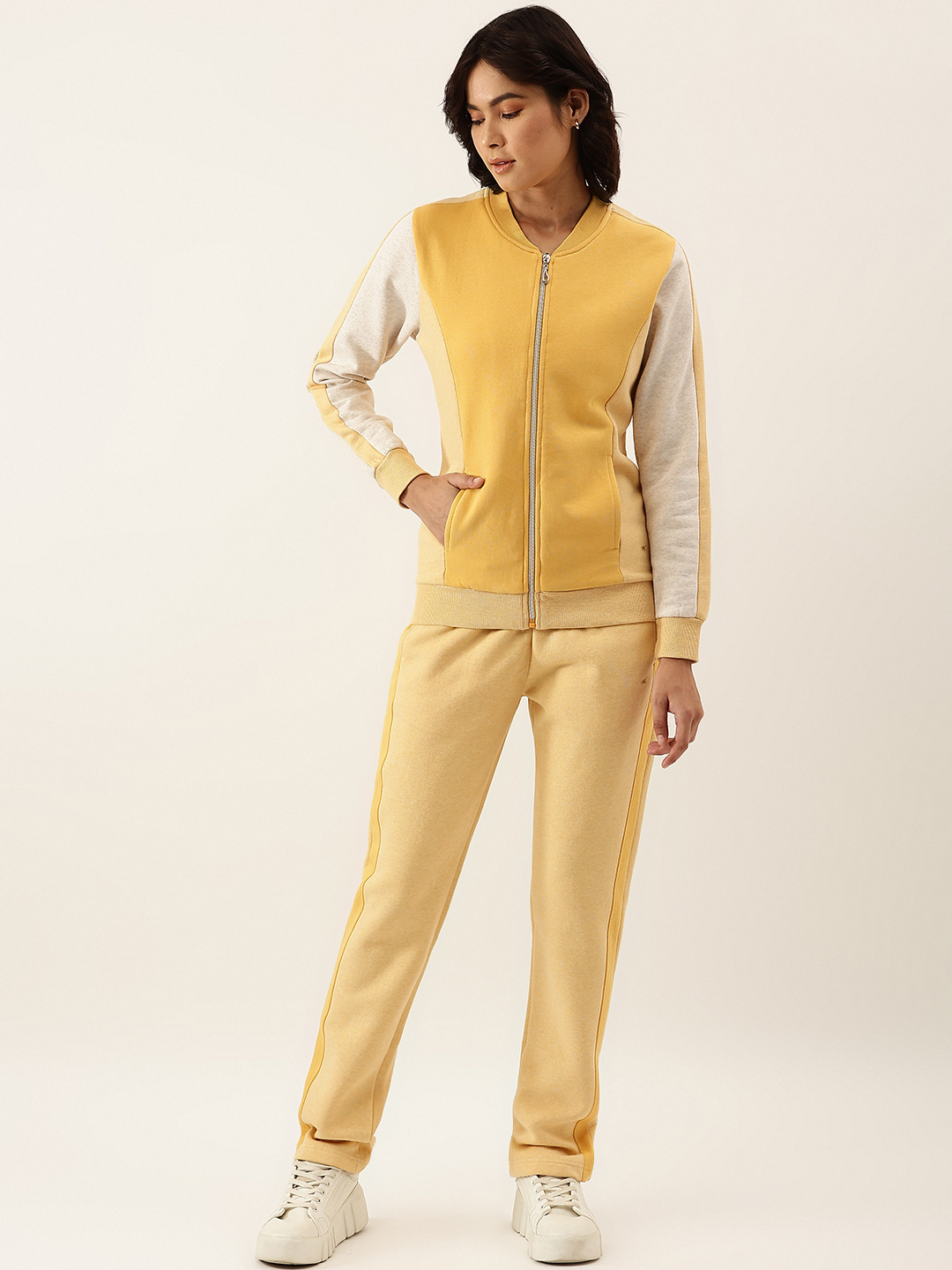 

Monte Carlo Women Yellow Solid Track Suit