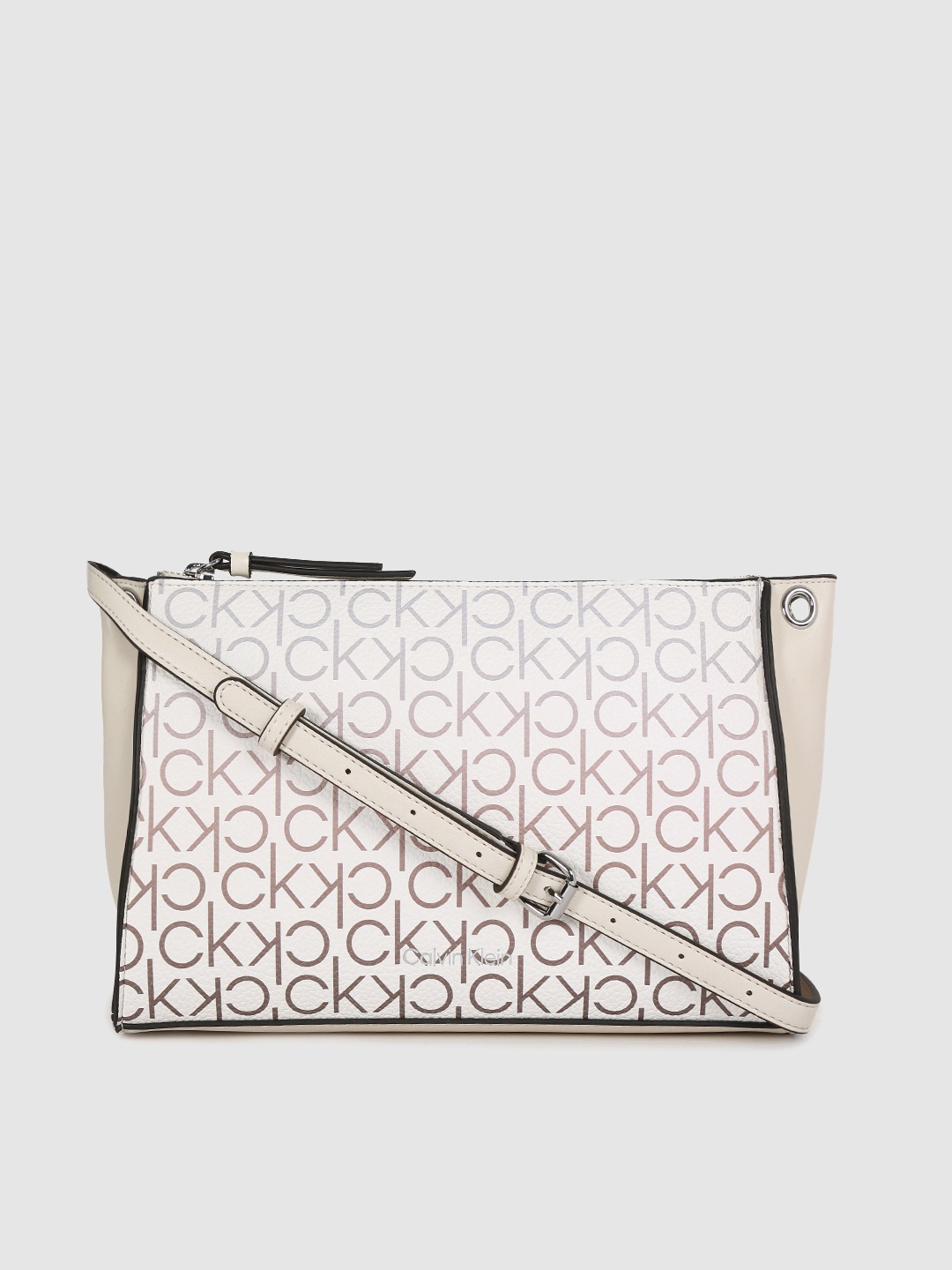

Calvin Klein Jeans White Brand Logo Printed Structured Crossbody Sling Bag