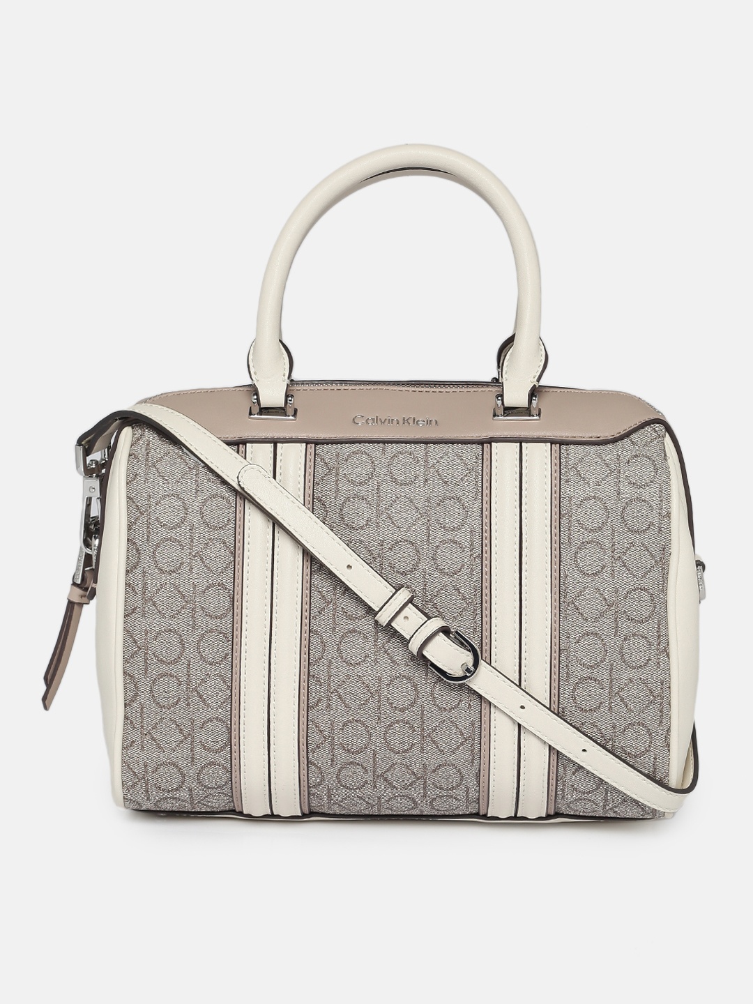 

Calvin Klein Jeans Women Off-White & Grey Textured Handheld Bag