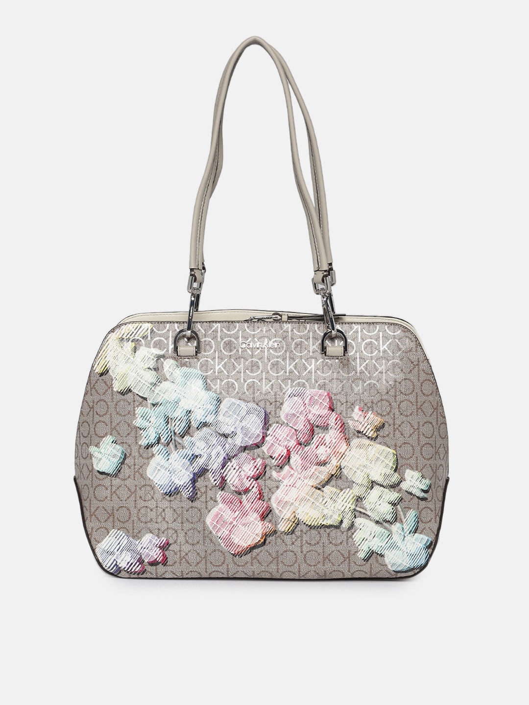 

Calvin Klein Jeans Grey Floral Printed Structured Shoulder Bag