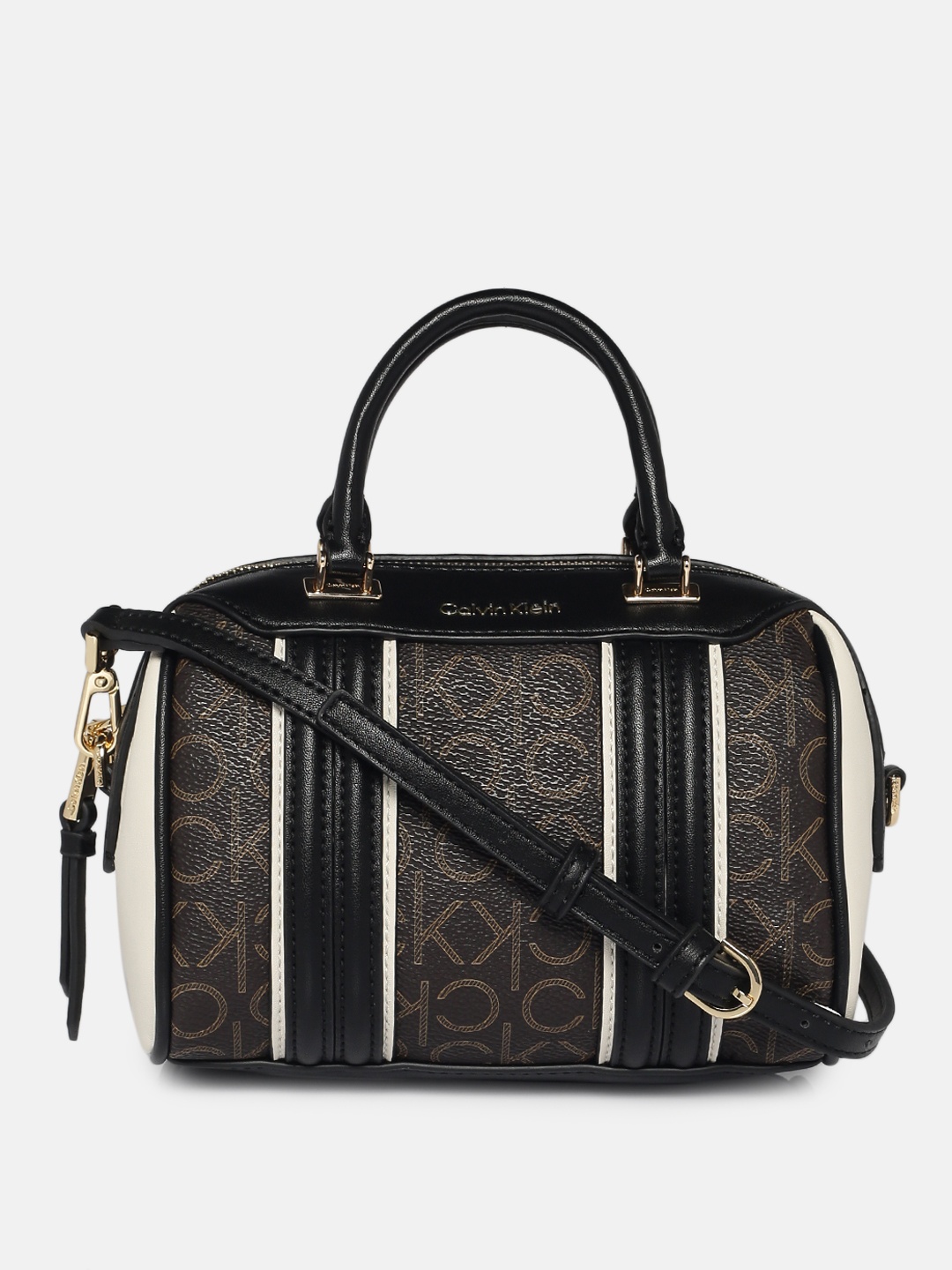

Calvin Klein Jeans Black & Brown Brand Logo Printed Handheld Bag