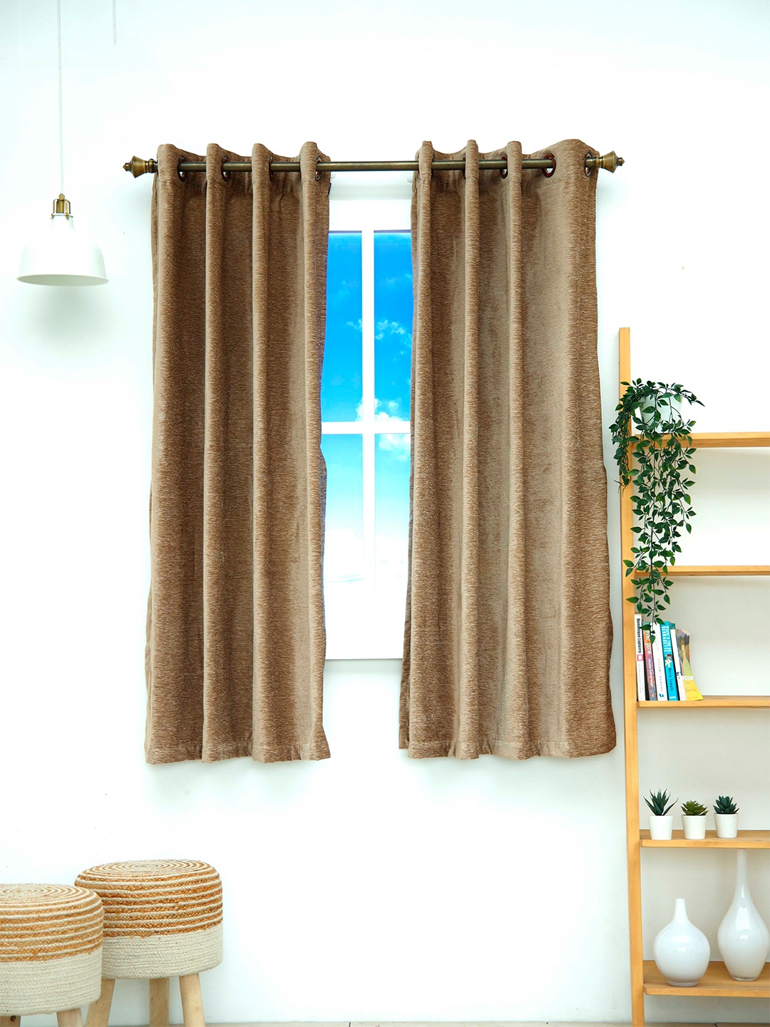 

Ariana Beige Set of 2 Black Out Window Curtain