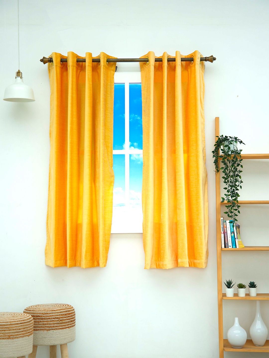 

Ariana Yellow Set of 2 Black Out Window Curtain