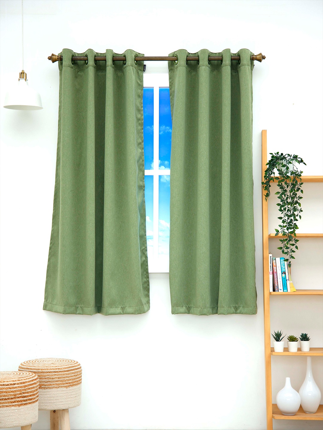 

Ariana Set of 2 Olive Green Black Out Window Curtain