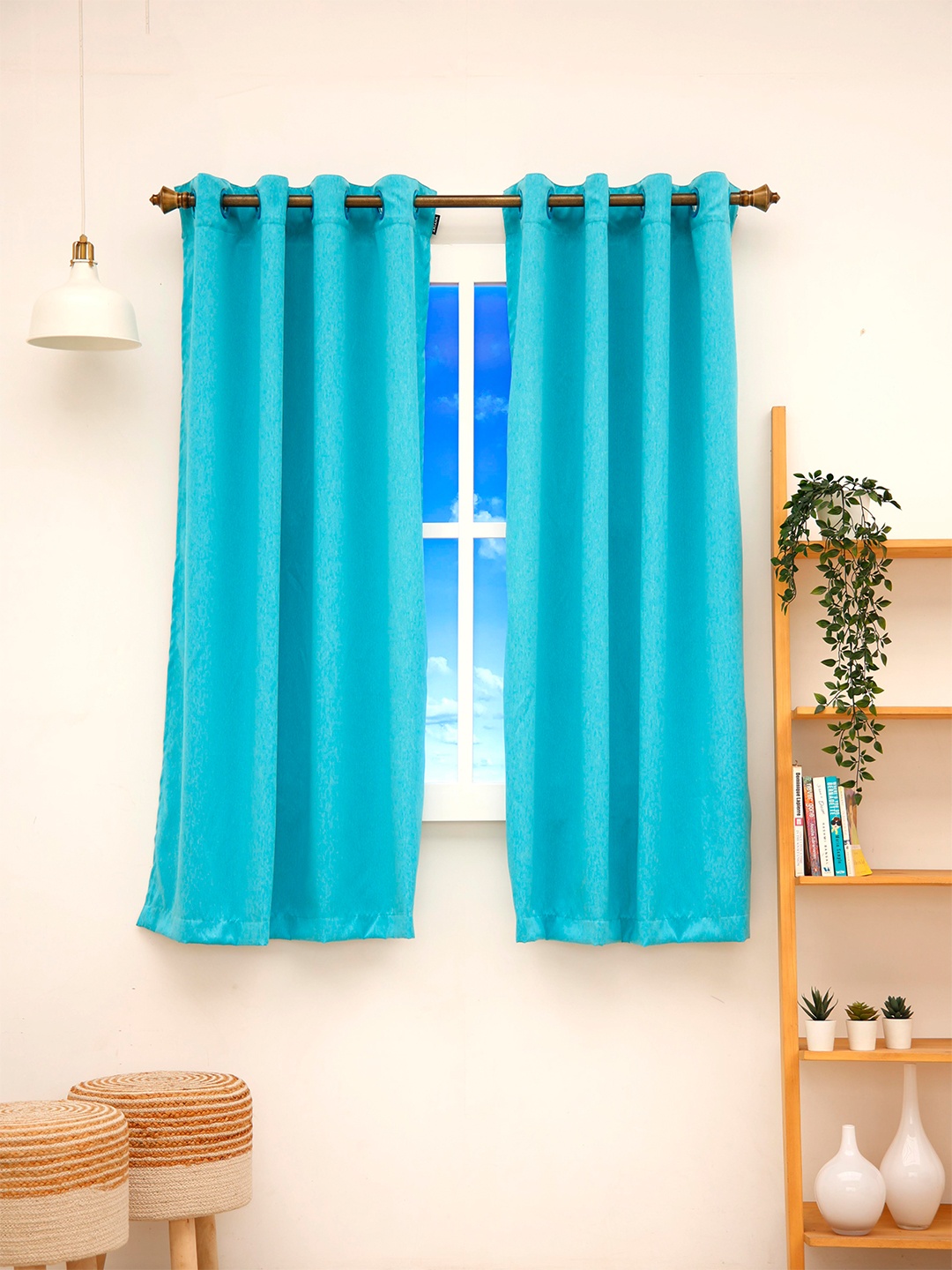 

Ariana Teal Set of 2 Black Out Window Curtain