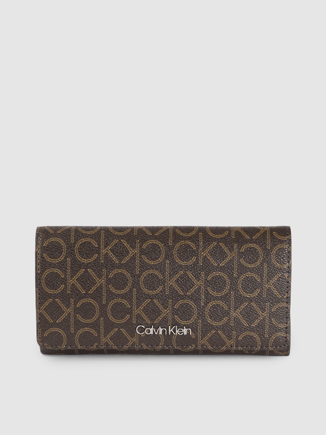 

Calvin Klein Jeans Women Brown Brand Logo Printed Three Fold Wallet