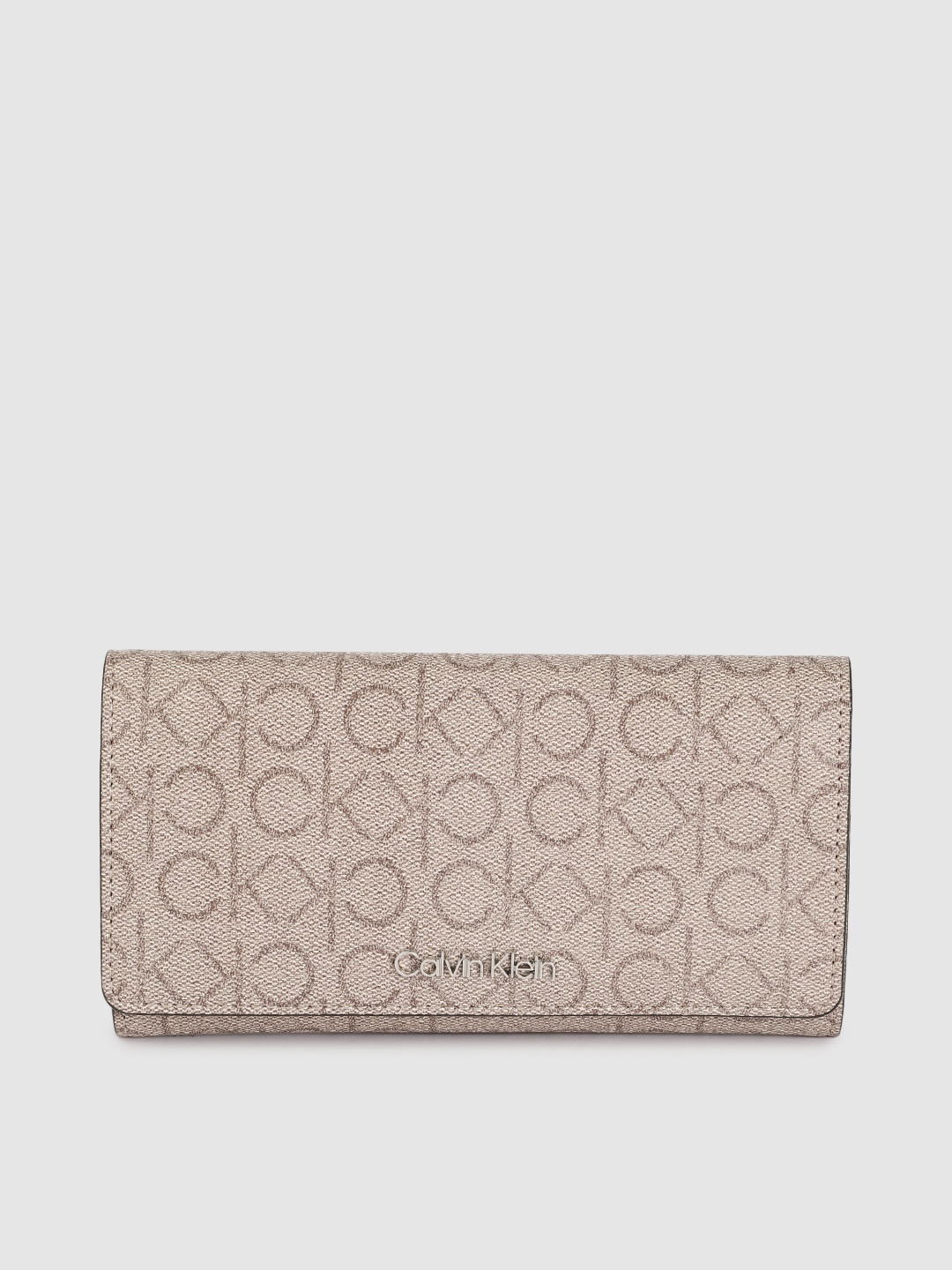 

Calvin Klein Jeans Women Beige Typography Printed Three Fold Wallet