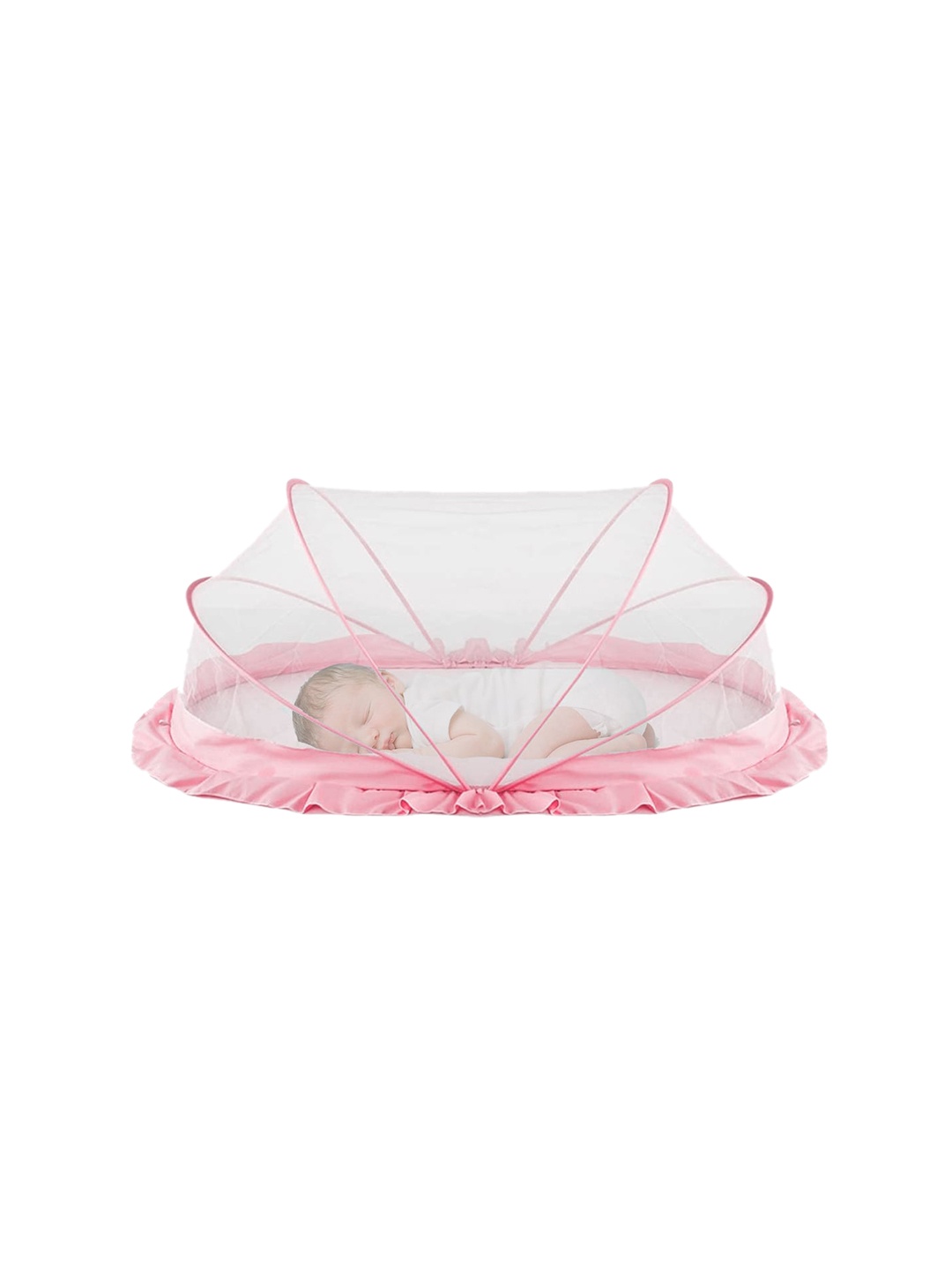 

LIfeKrafts Kids Pink Solid Foldable Baby Mosquito Net