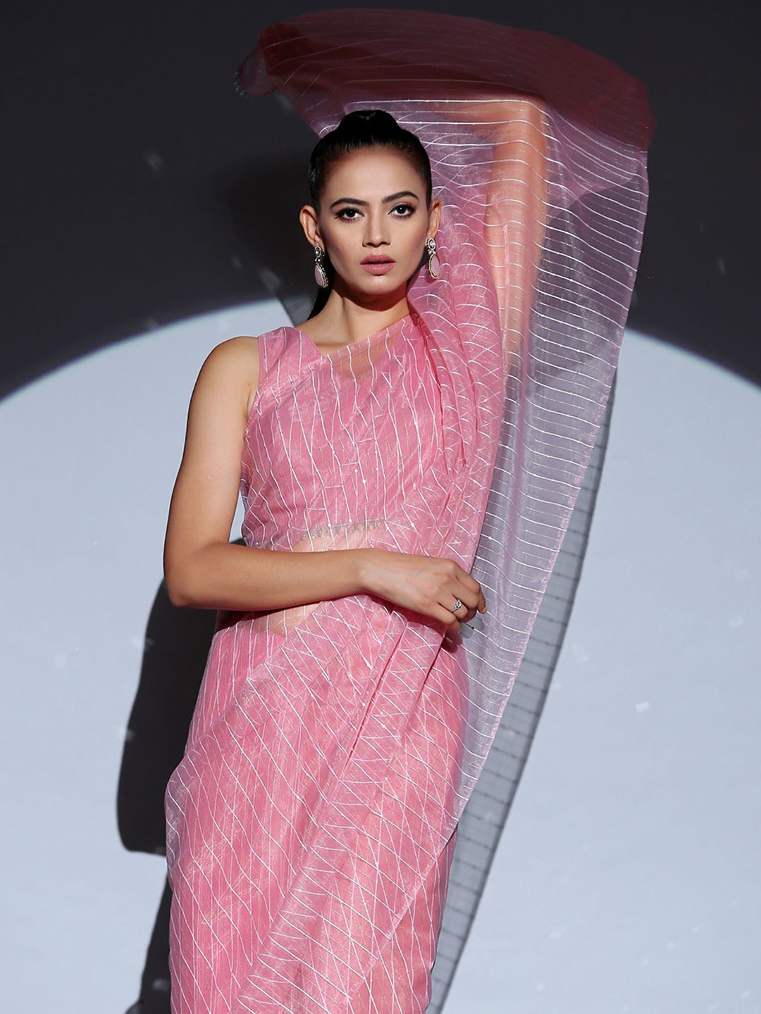 

Swtantra Pink Woven-Design Saree Blouse