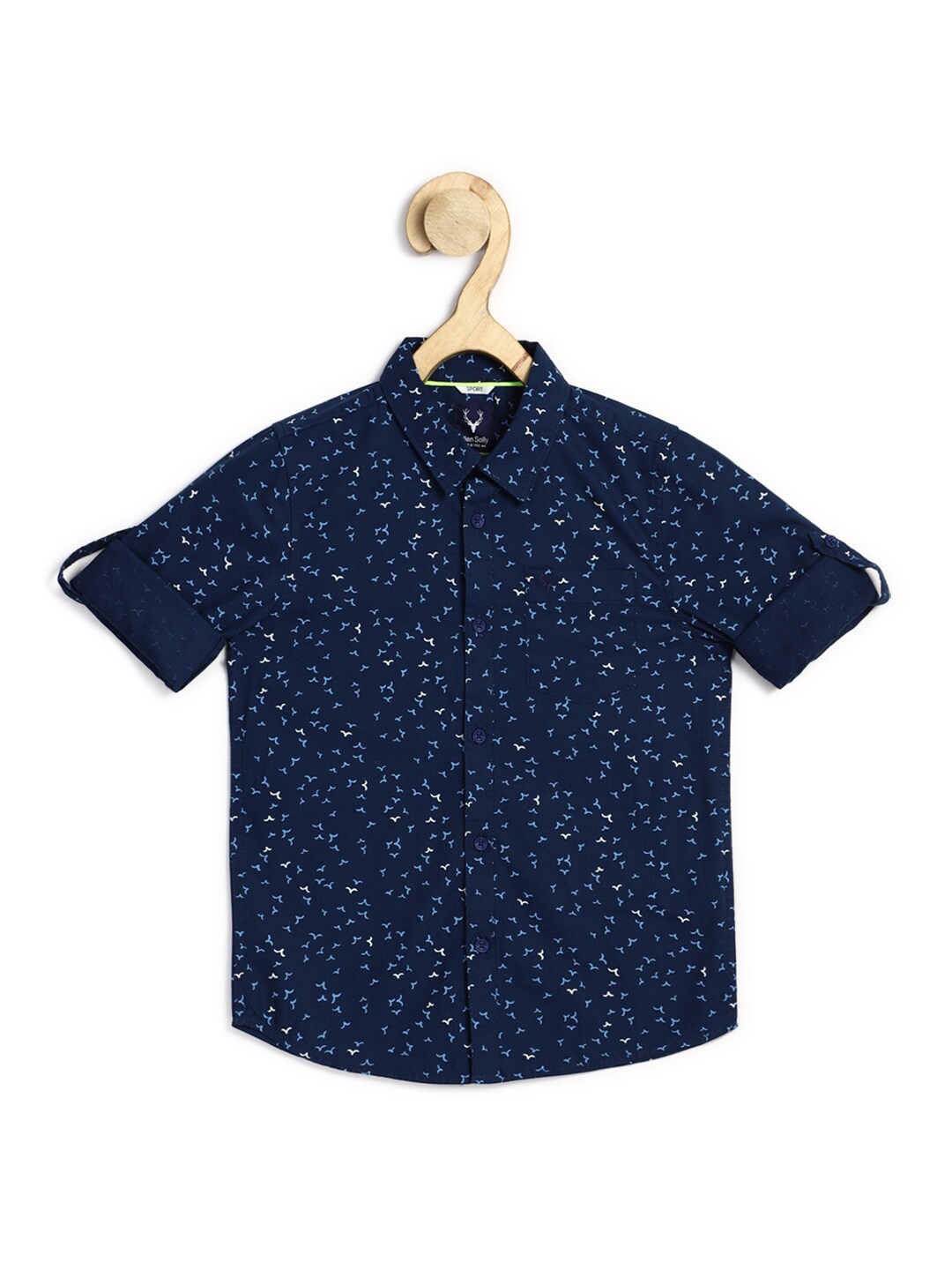 

Allen Solly Junior Boys Navy Blue Slim Fit Printed Casual Shirt