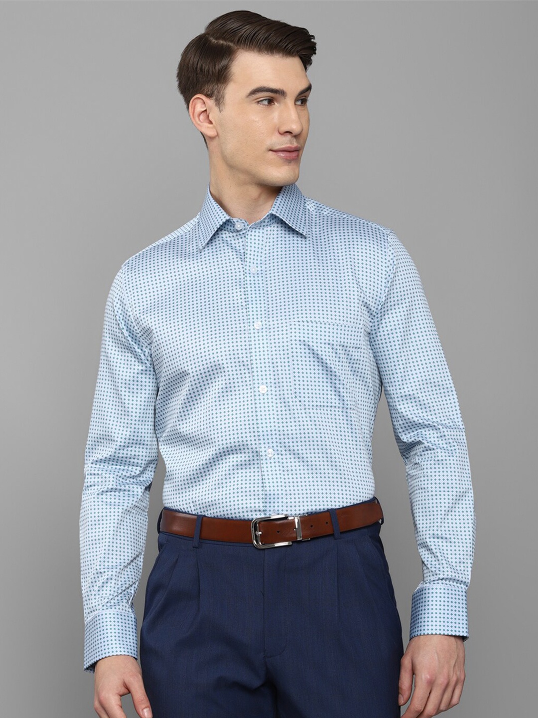 

Louis Philippe Men Blue Printed Cotton Formal Shirt