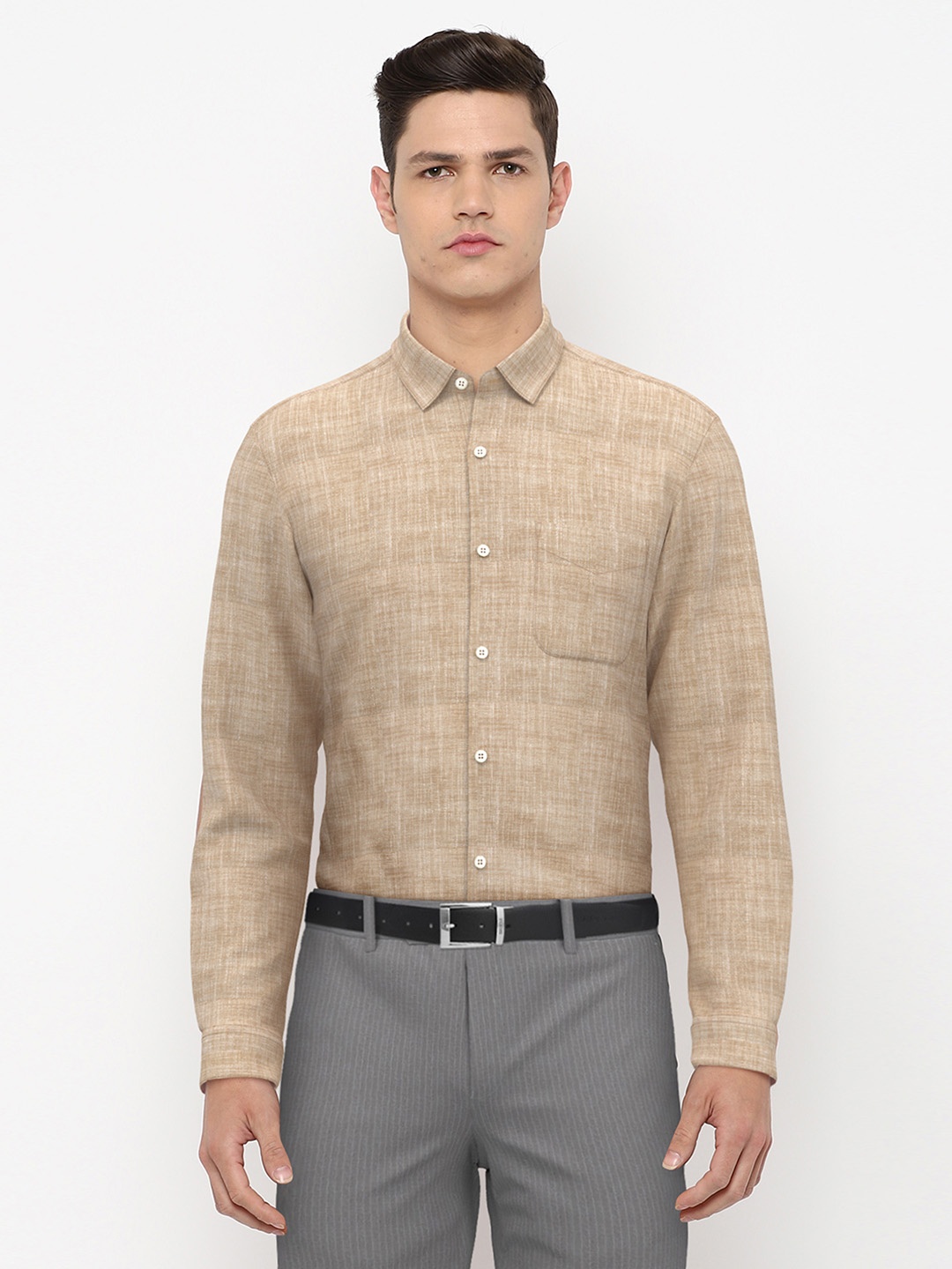 

Peter England Men Beige Casual Shirt