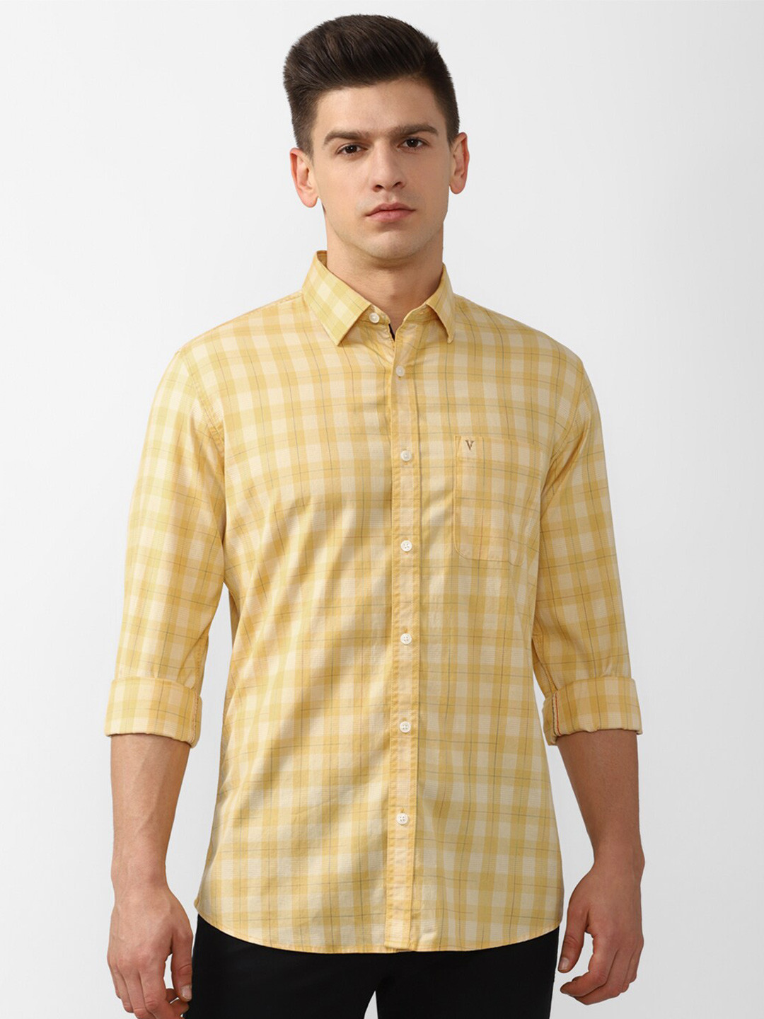 

Van Heusen Sport Men Yellow Slim Fit Checked Casual Shirt