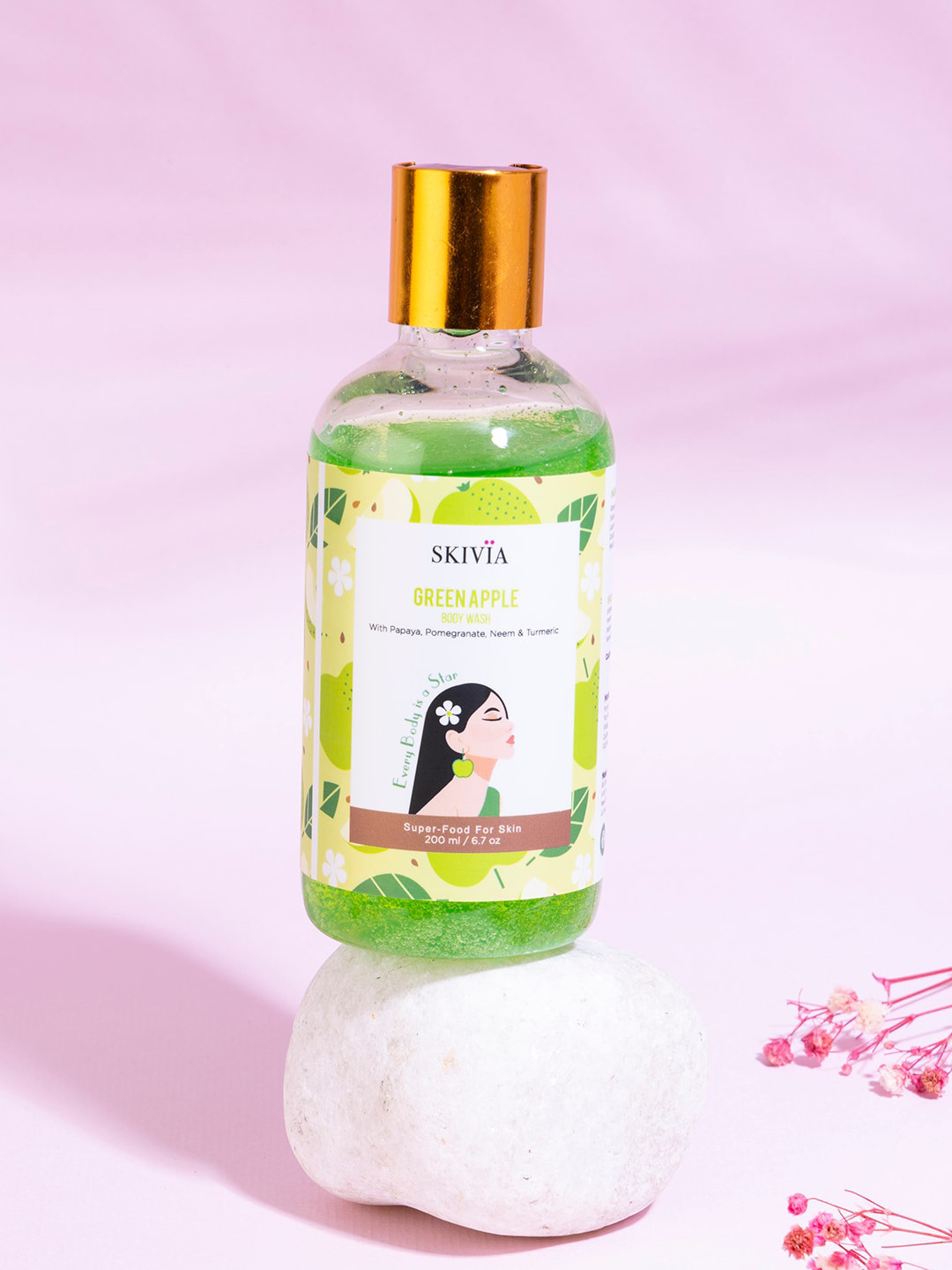 

SKIVIA Paraben Free & Vegan Green Apple Body Wash with Papaya & Pomegranate - 200 ml