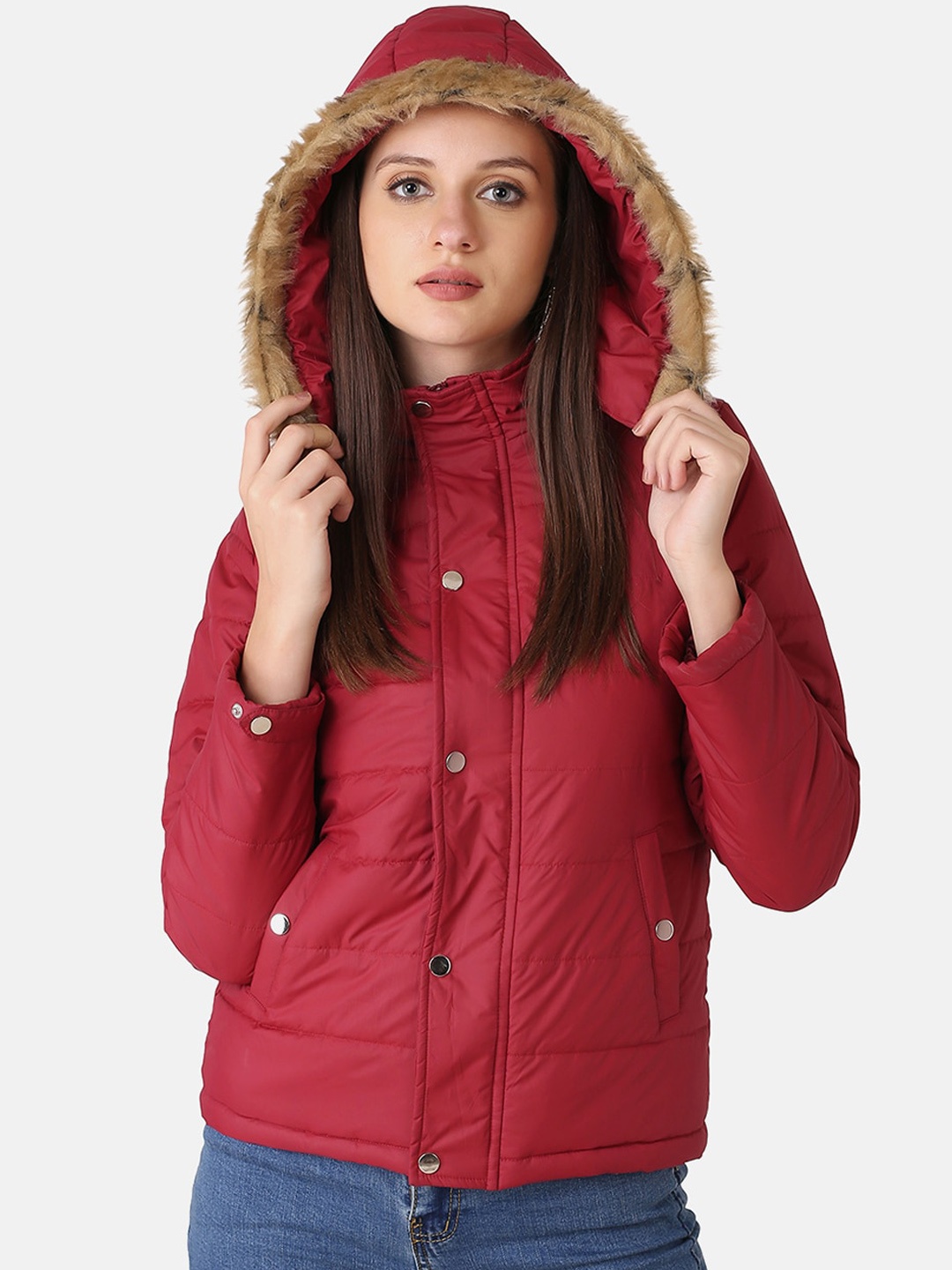 

PERFKT-U Women Maroon Lightweight Antimicrobial Outdoor Parka Jacket