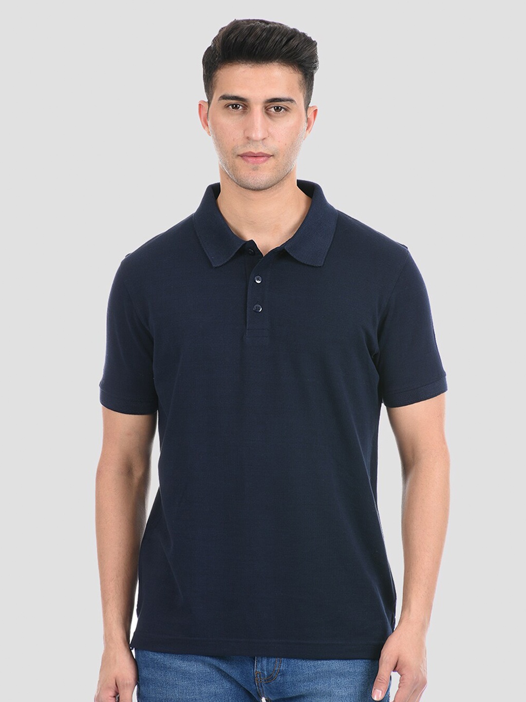 

ONEWAY Men Blue Polo Collar T-shirt