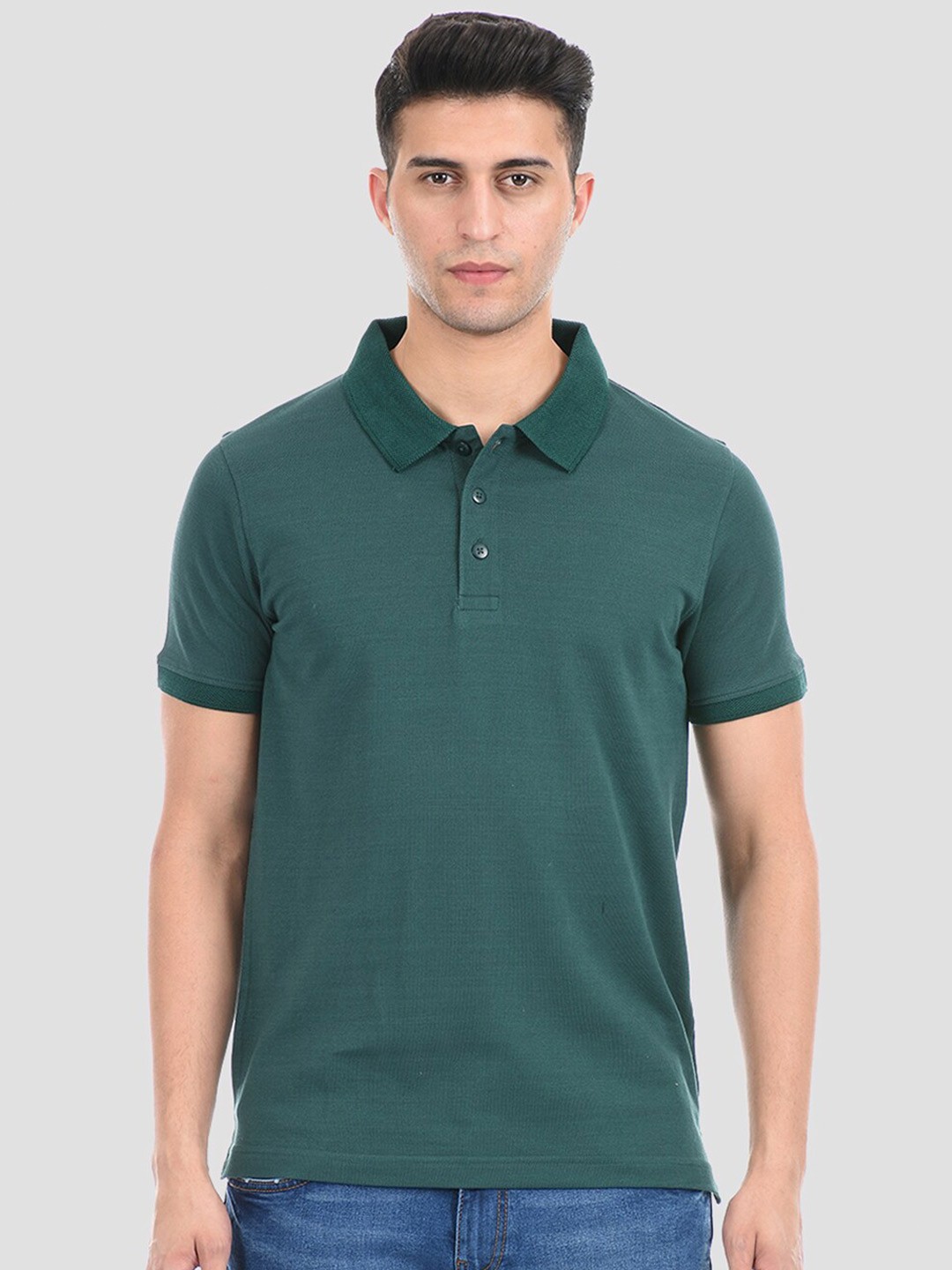 

ONEWAY Men Green Polo Collar T-shirt