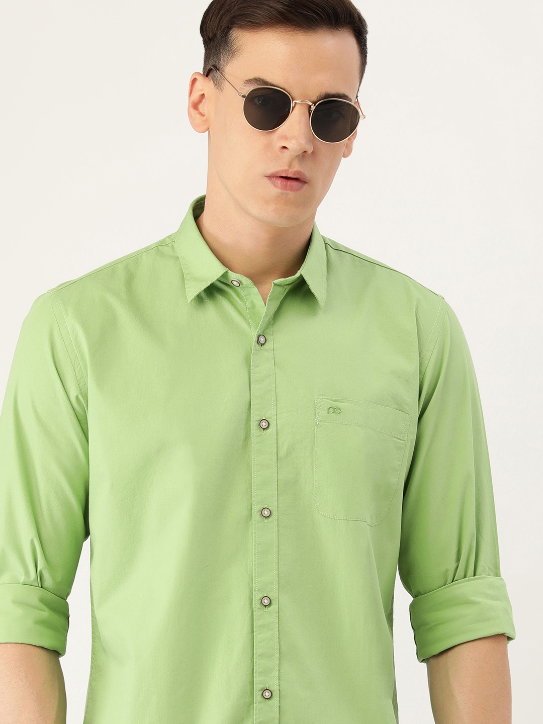 

Peter England Slim Fit Pure Cotton Casual Shirt, Green