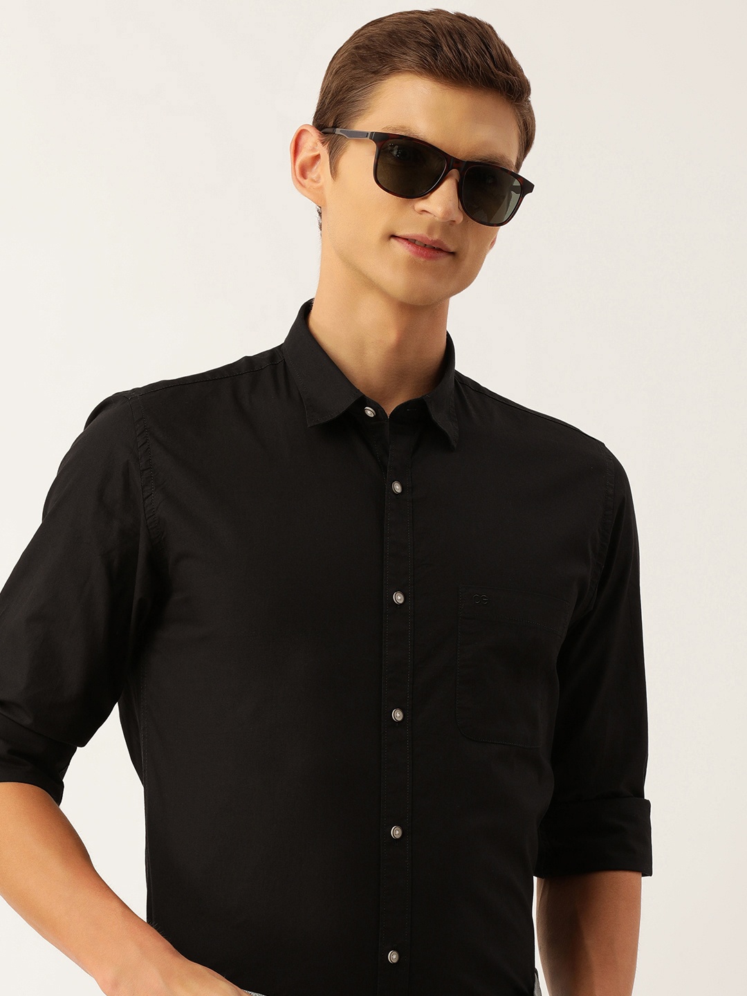 

Peter England Pure Cotton Slim Fit Opaque Casual Shirt, Black