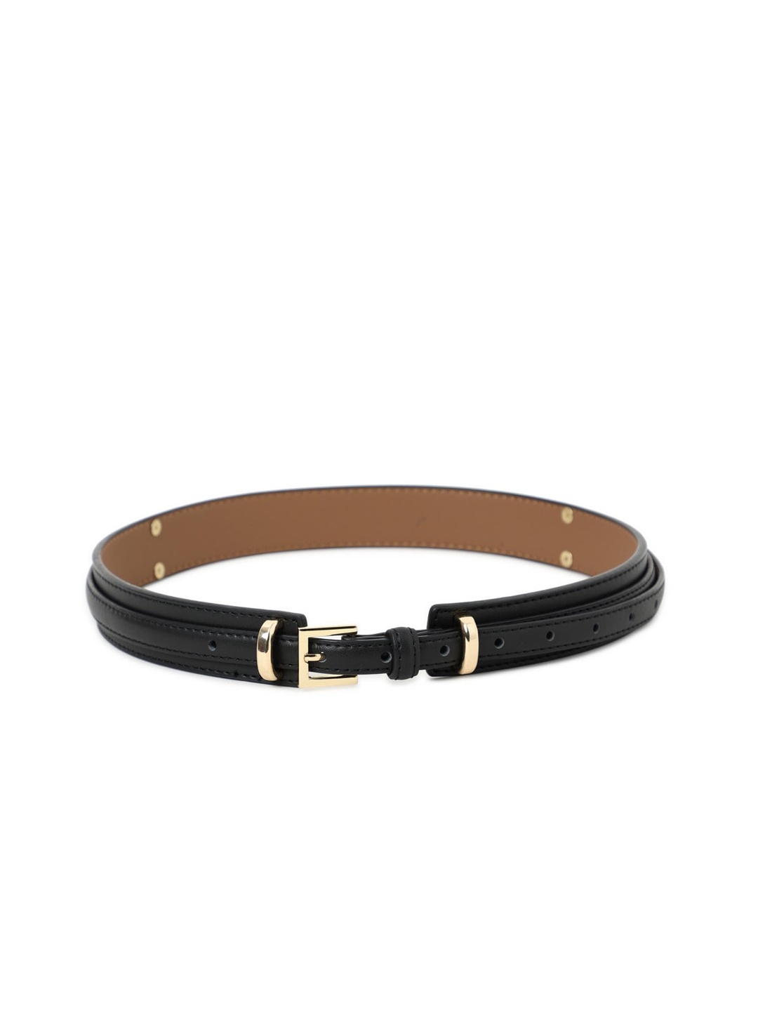 

BANGE Women Black Leather Casual Wide Elastic Belt