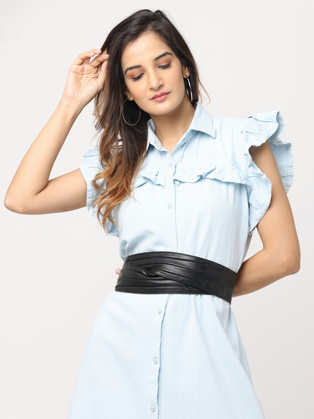 

BANGE Women Black Leather Belt