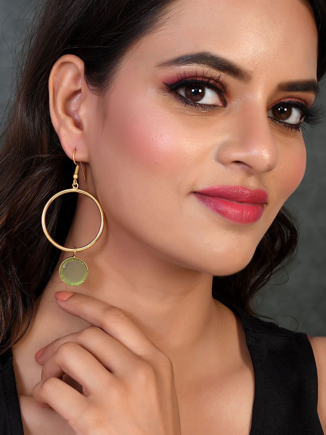

Silvermerc Designs Women Designs Gold-Toned Circular Drop Earrings