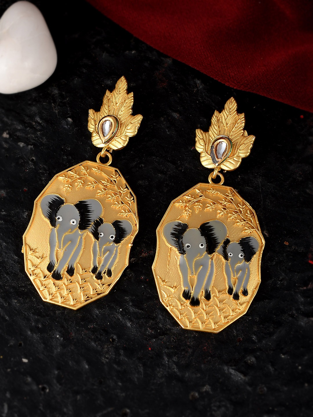 

Silvermerc Designs Gold-Toned Oval Drop Earrings