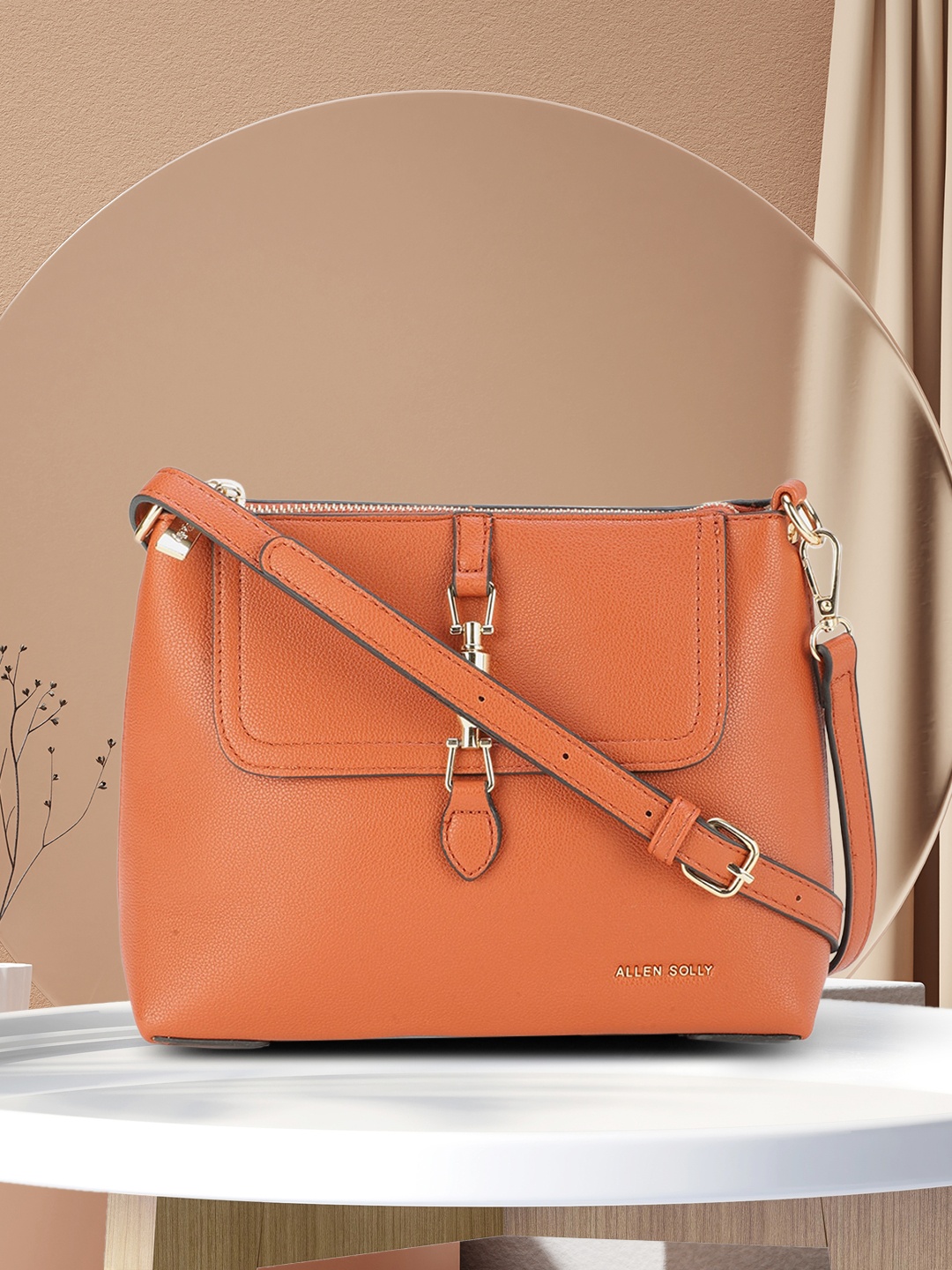 

Allen Solly Brown PU Structured Sling Bag