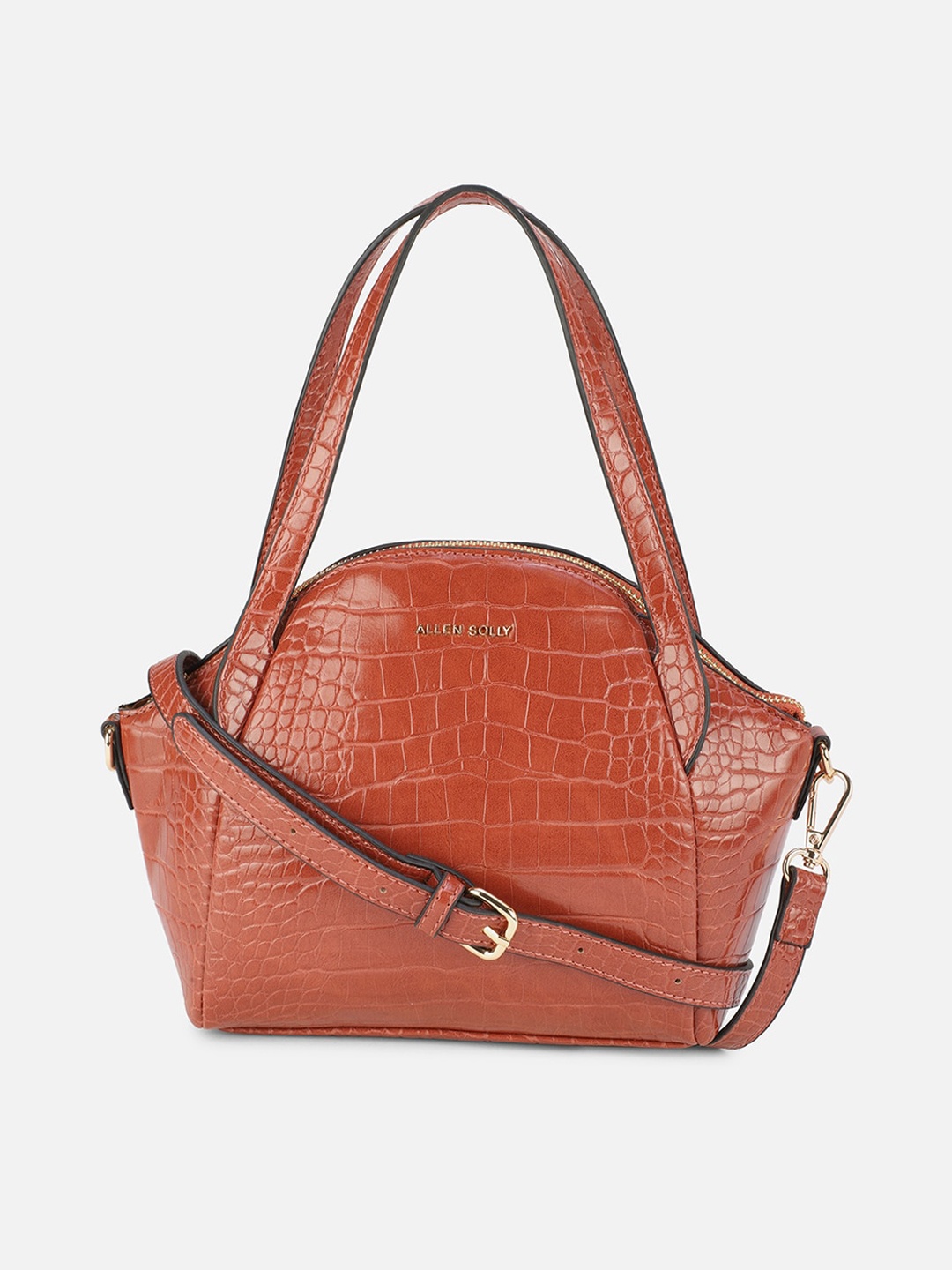

Allen Solly Maroon Textured PU Structured Handheld Bag