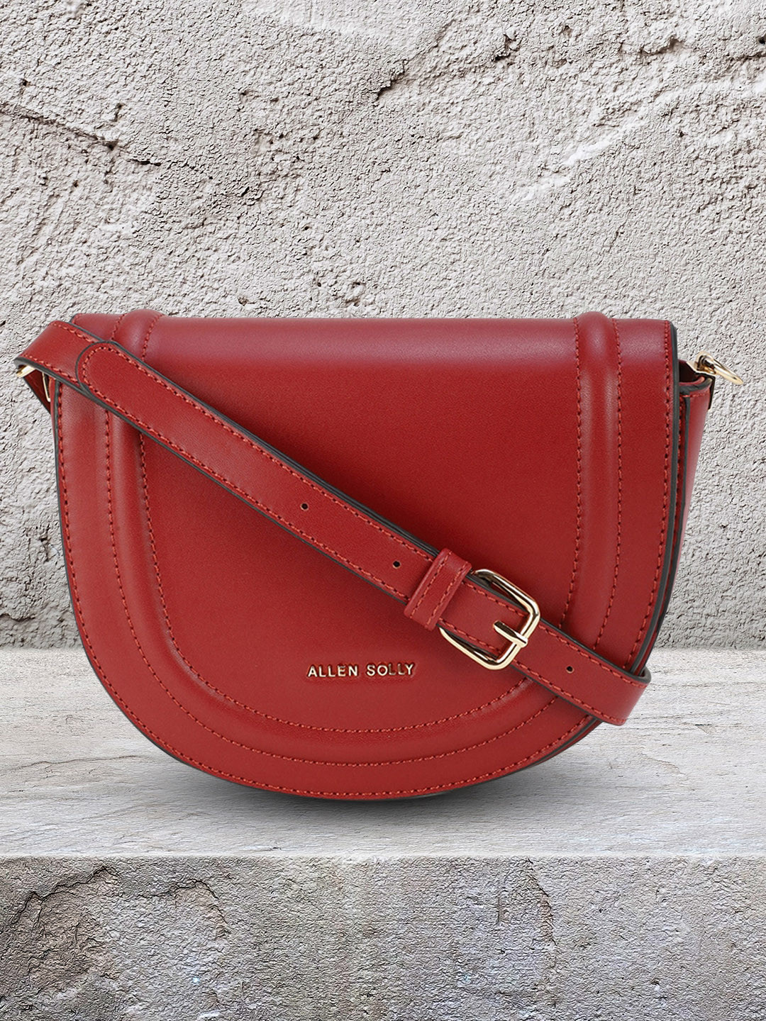 

Allen Solly Maroon PU Half Moon Sling Bag